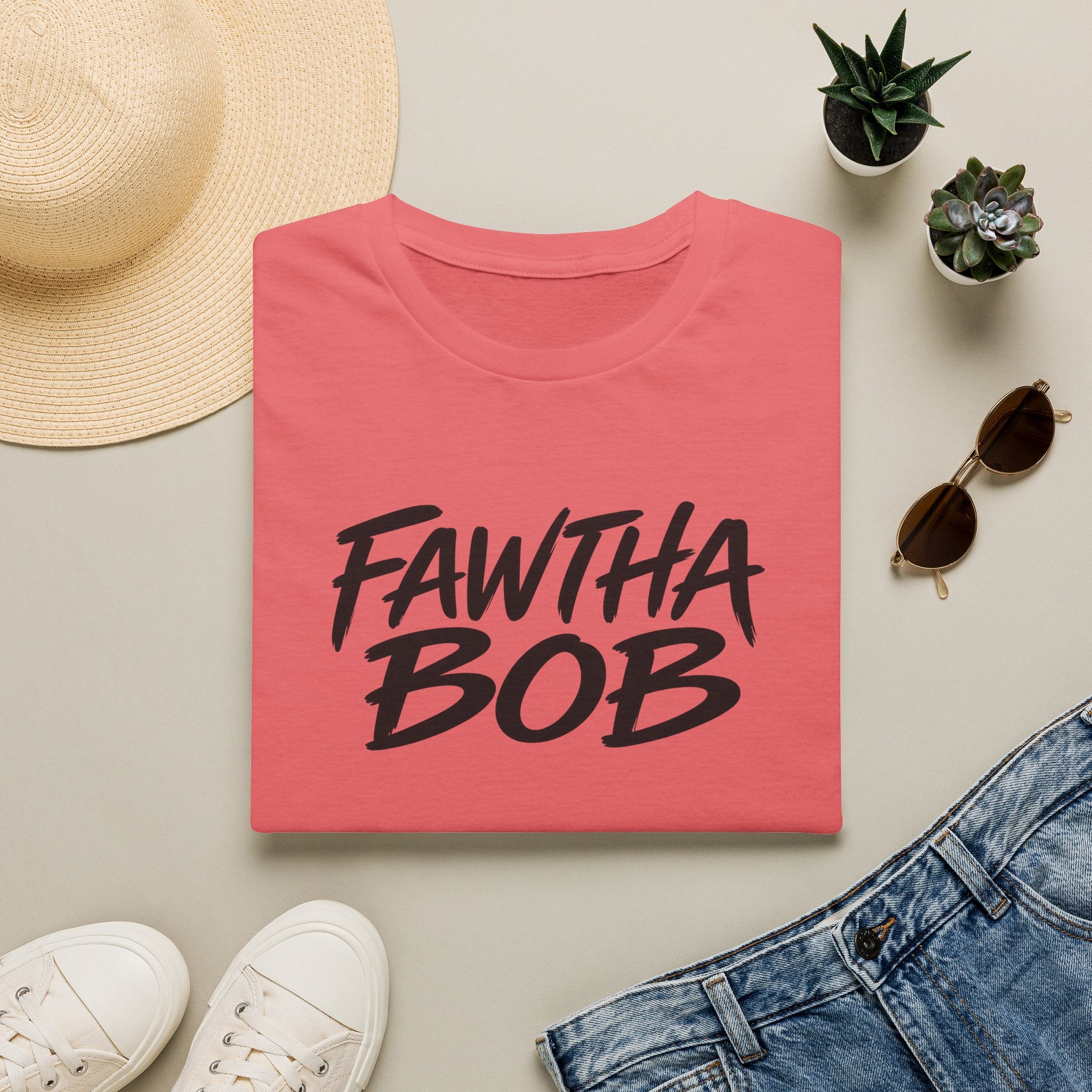 Fawtha Bob Graphic T‑Shirt — Bold Script Casual Tee