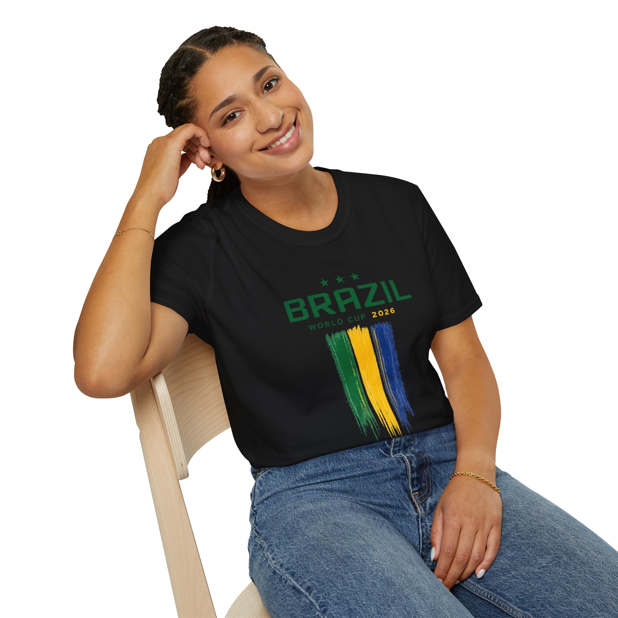 Brazil World Cup T-Shirt — Brush Stroke Flag Soccer Tee