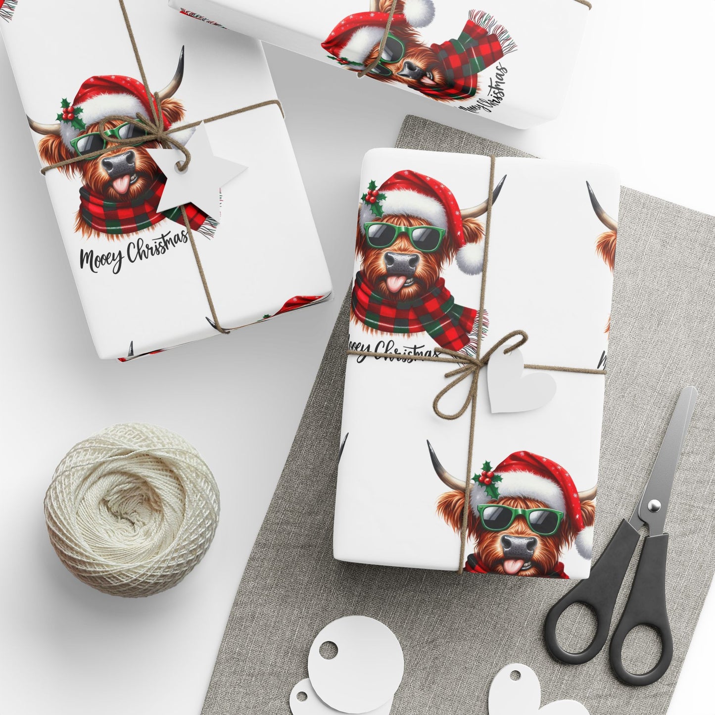 Mooey Christmas Highland Cow Wrapping Paper
