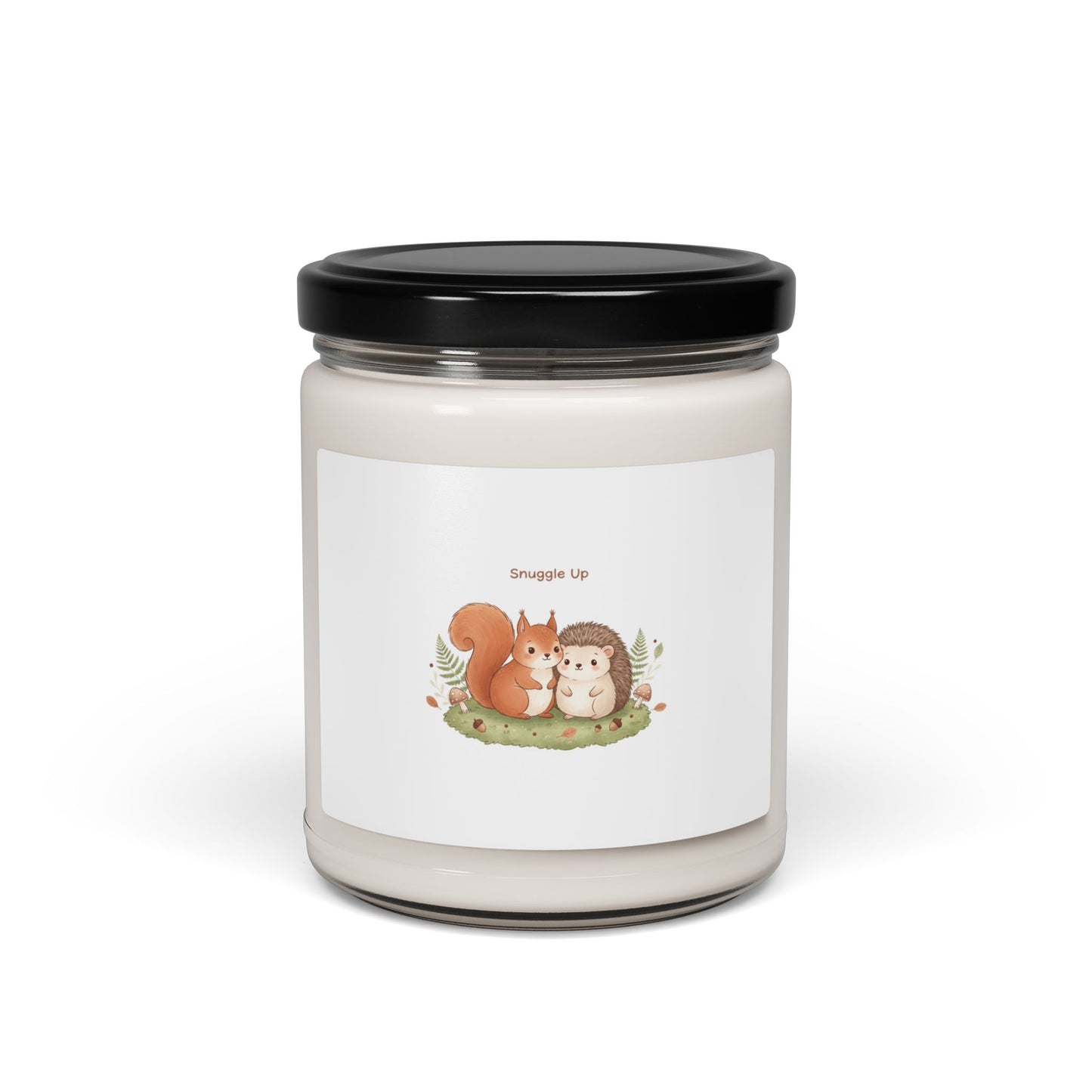Cozy Winter Woodland Critters Candle | Soy Scented Jar, cute animal illustration