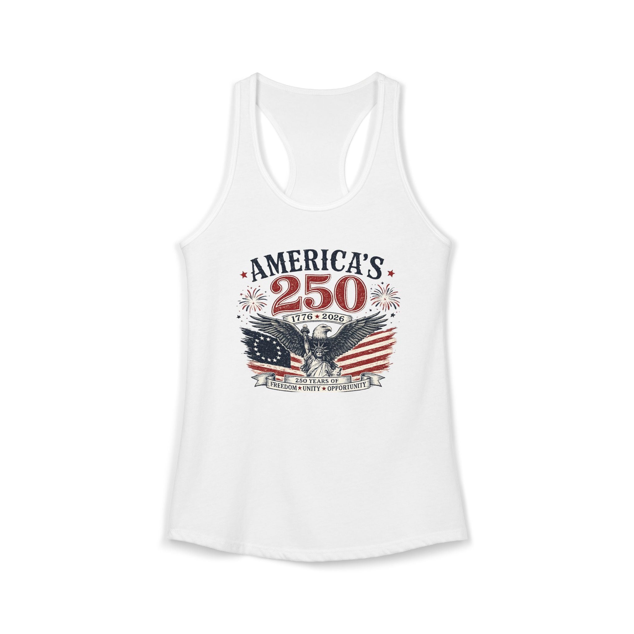 America’s 250th Anniversary Patriotic Eagle Women’s Racerback Tank Top | Vintage USA 1776–2026 Graphic Tank