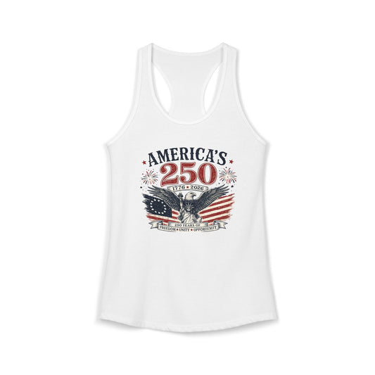 America’s 250th Anniversary Patriotic Eagle Women’s Racerback Tank Top | Vintage USA 1776–2026 Graphic Tank