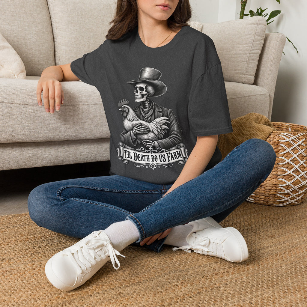 Til Death Do Us Farm – Skeleton & Chicken Funny Farm Tee 💀🐓