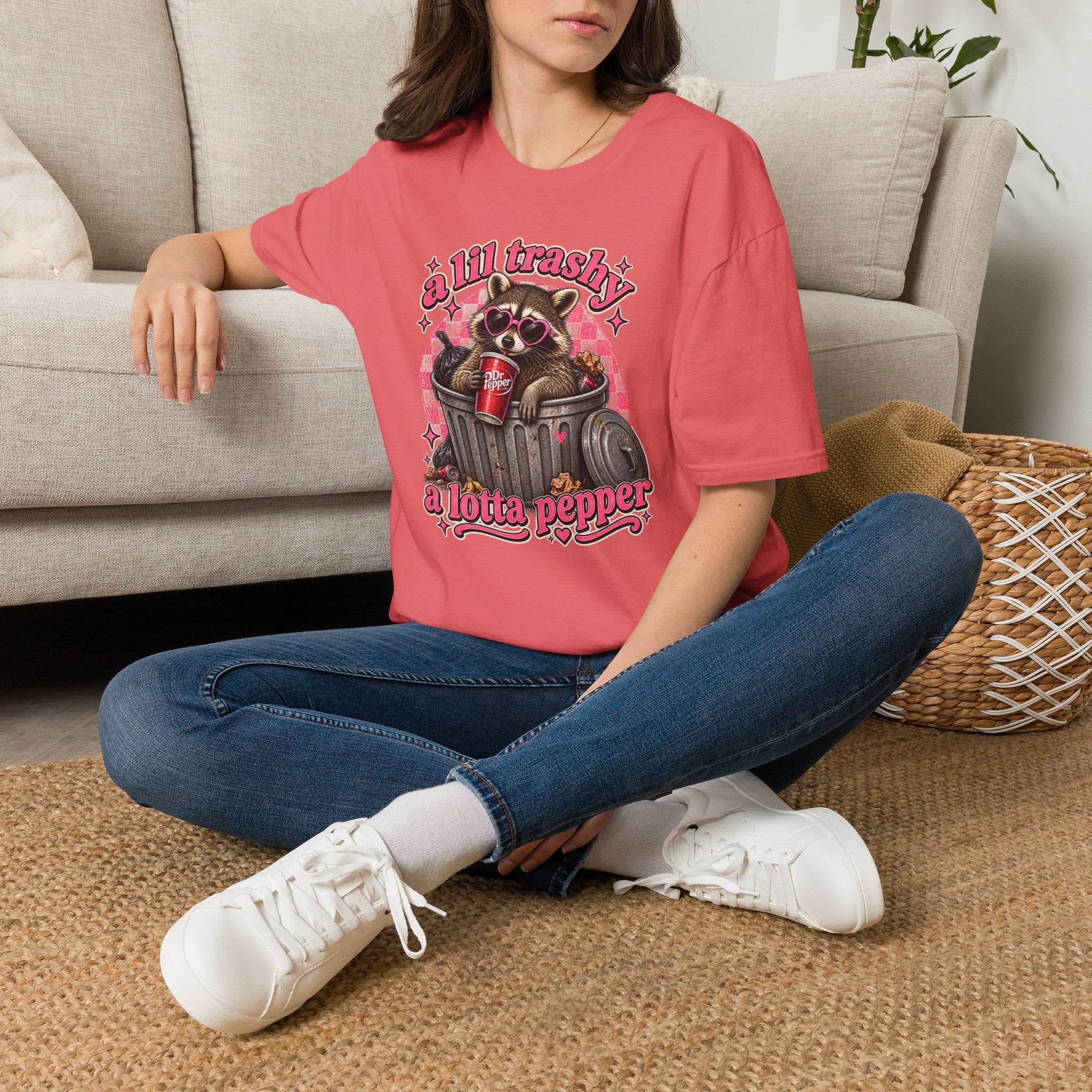 A Lil Trashy, A Lotta Pepper Raccoon Tee 🦝🥤