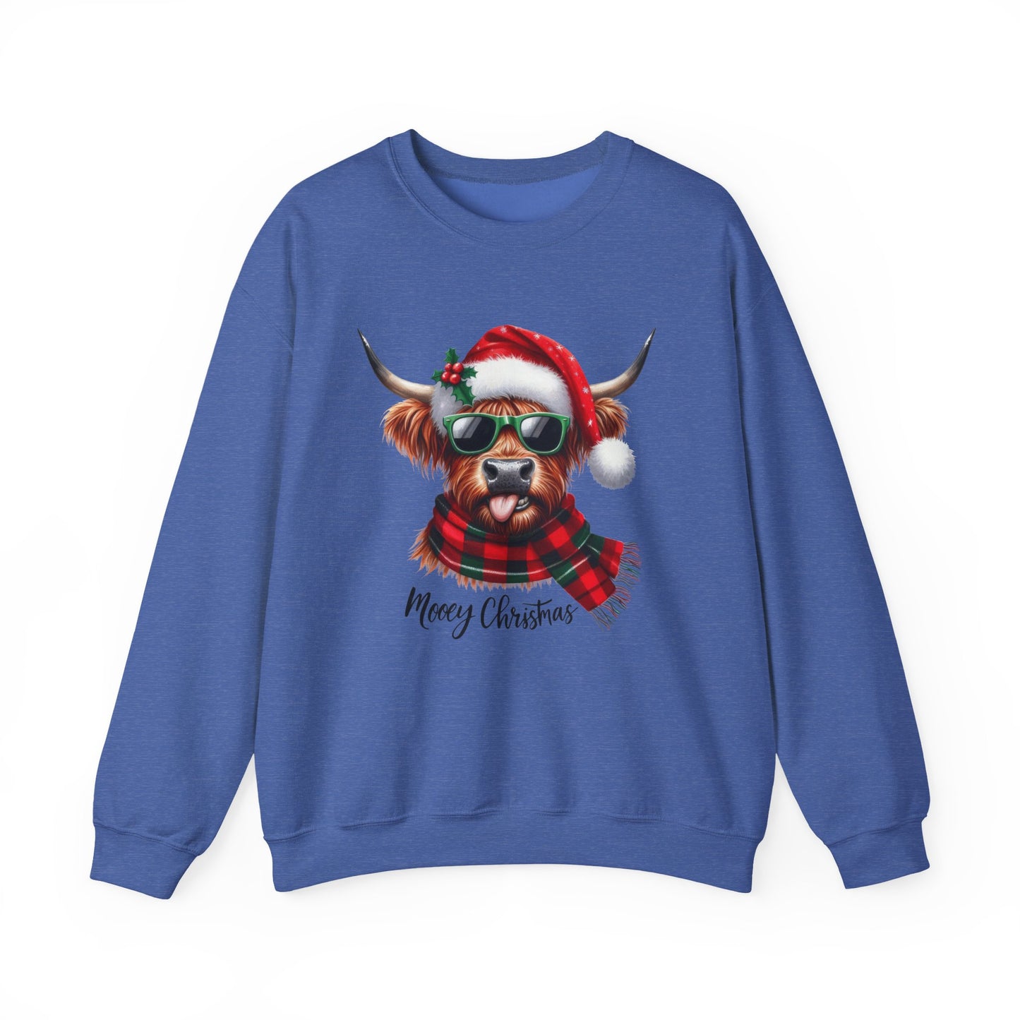 Christmas Highland Cow Sweatshirt – 'Mooey Christmas' Holiday Crewneck