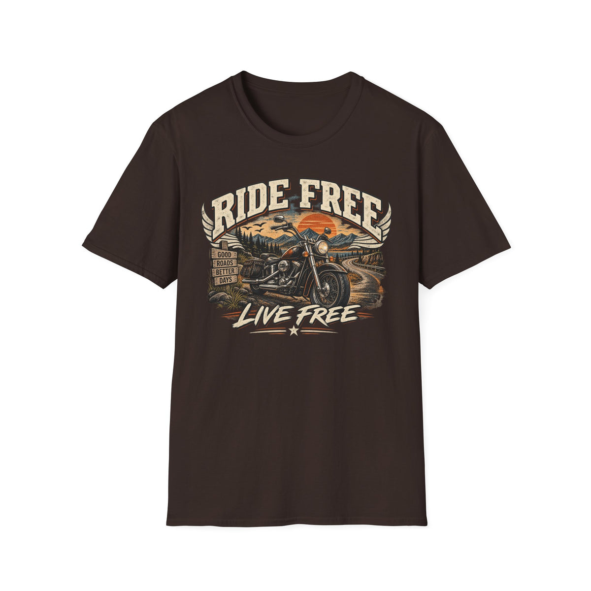 Ride Free, Live Free – Vintage Motorcycle Graphic Tee
