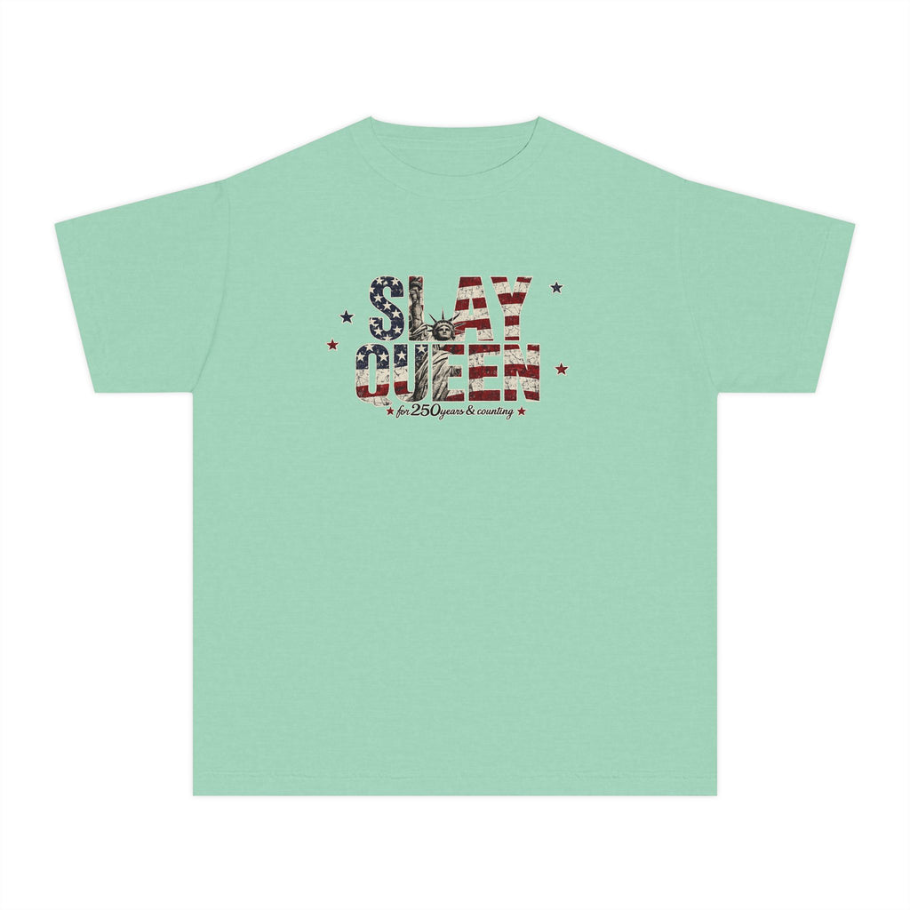 Youth "Slay Queen" Floral Flag T-Shirt
