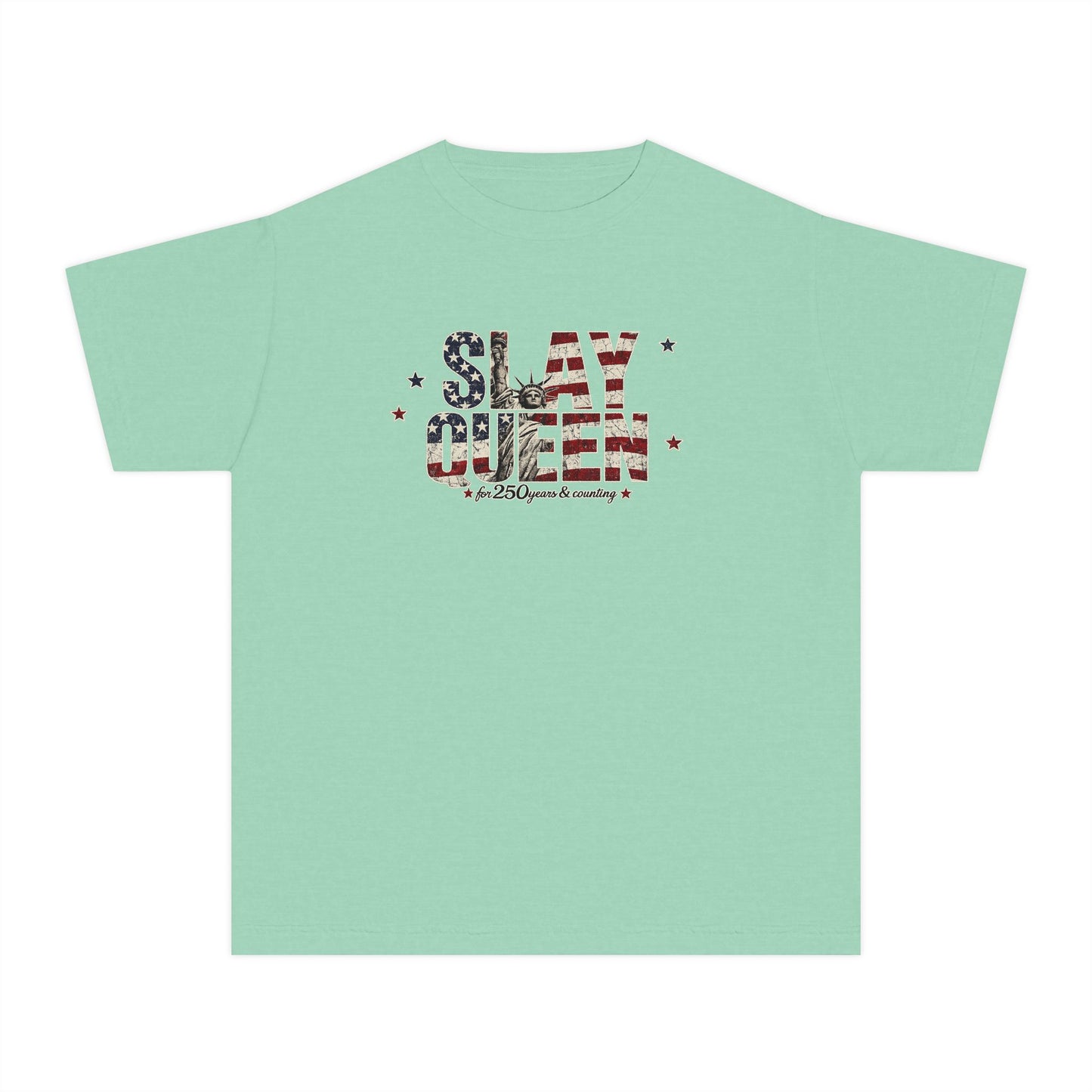 Youth "Slay Queen" Floral Flag T-Shirt
