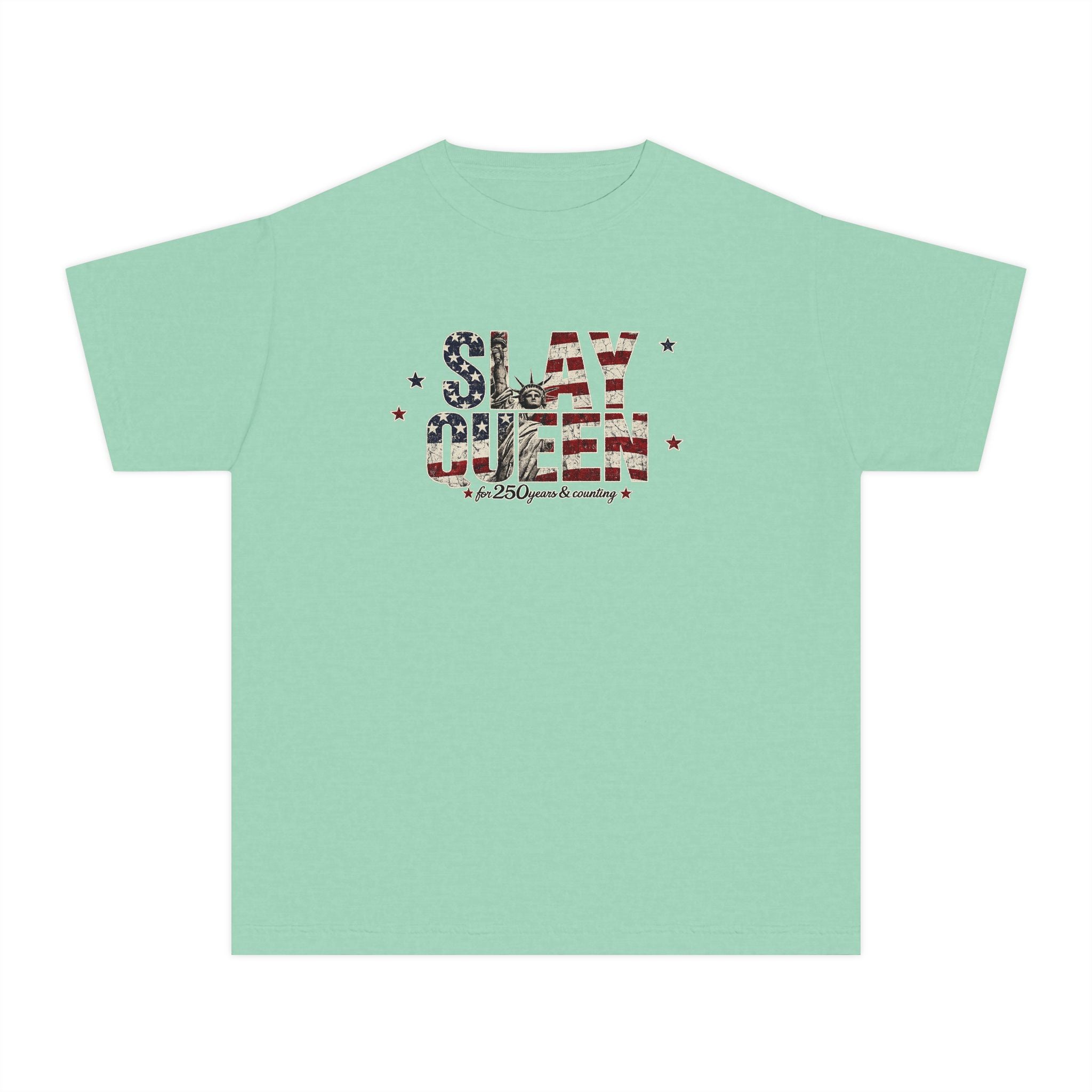 Youth "Slay Queen" Floral Flag T-Shirt
