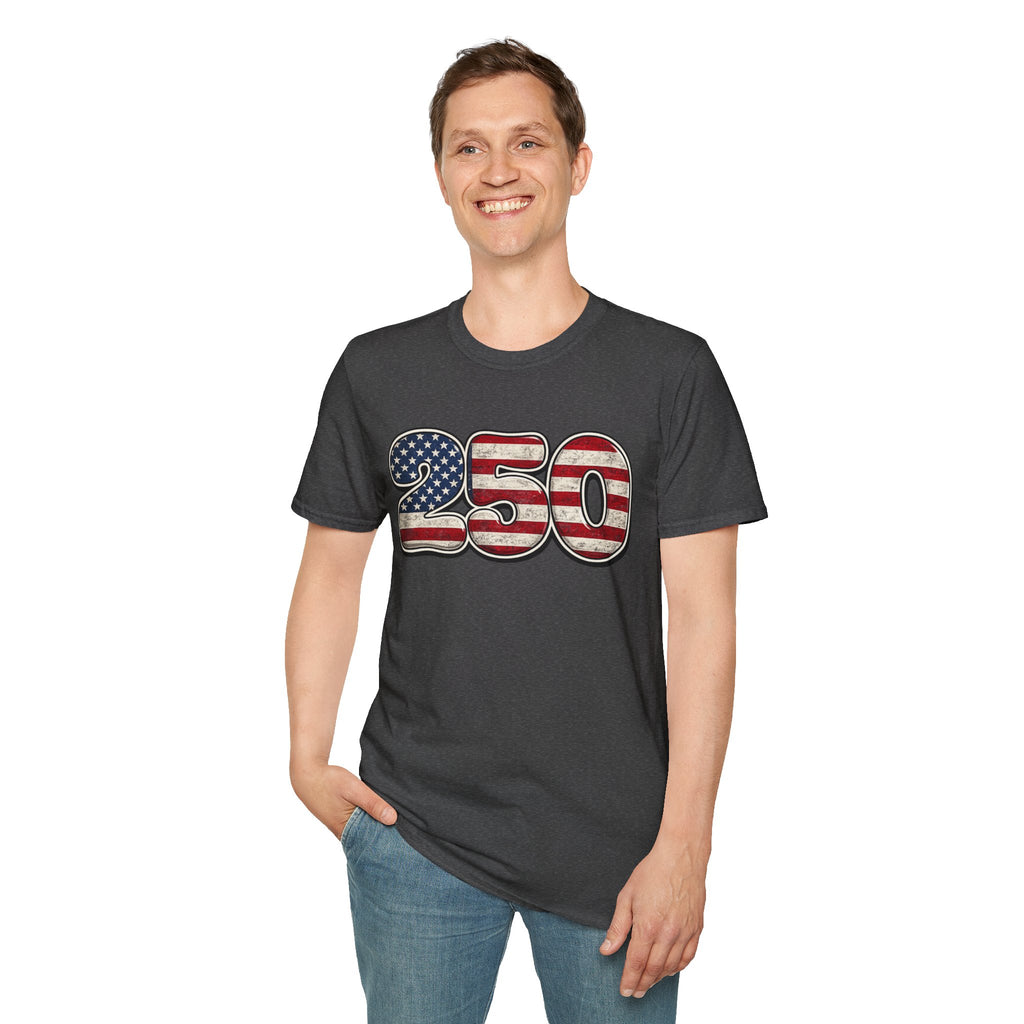250 USA Flag T-Shirt — Patriotic Number Graphic Tee