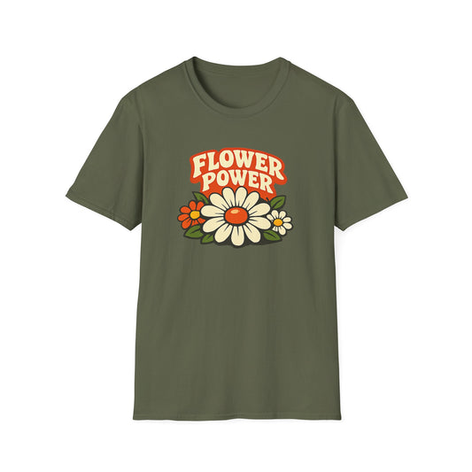 Retro Flower Power Graphic T-Shirt — Vintage 60s Floral Vibe