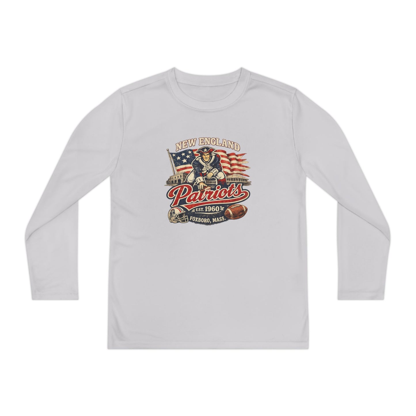 Youth Long Sleeve Patriots Tee – New England Vintage Football Design