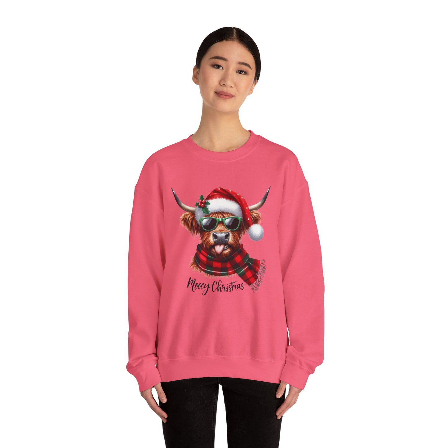 Christmas Highland Cow Sweatshirt – 'Mooey Christmas' Holiday Crewneck