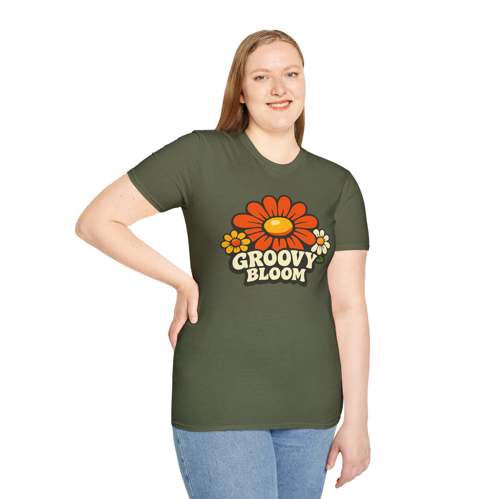 Groovy 70s Bloom T-Shirt — Retro Floral Vintage Vibe