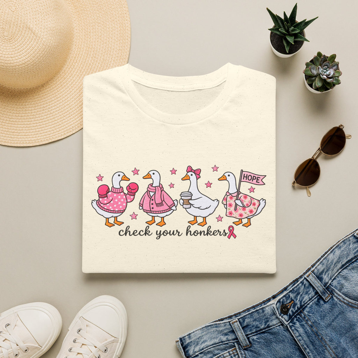 Check Your Honkers 🩷 Breast Cancer Awareness Goose Tee