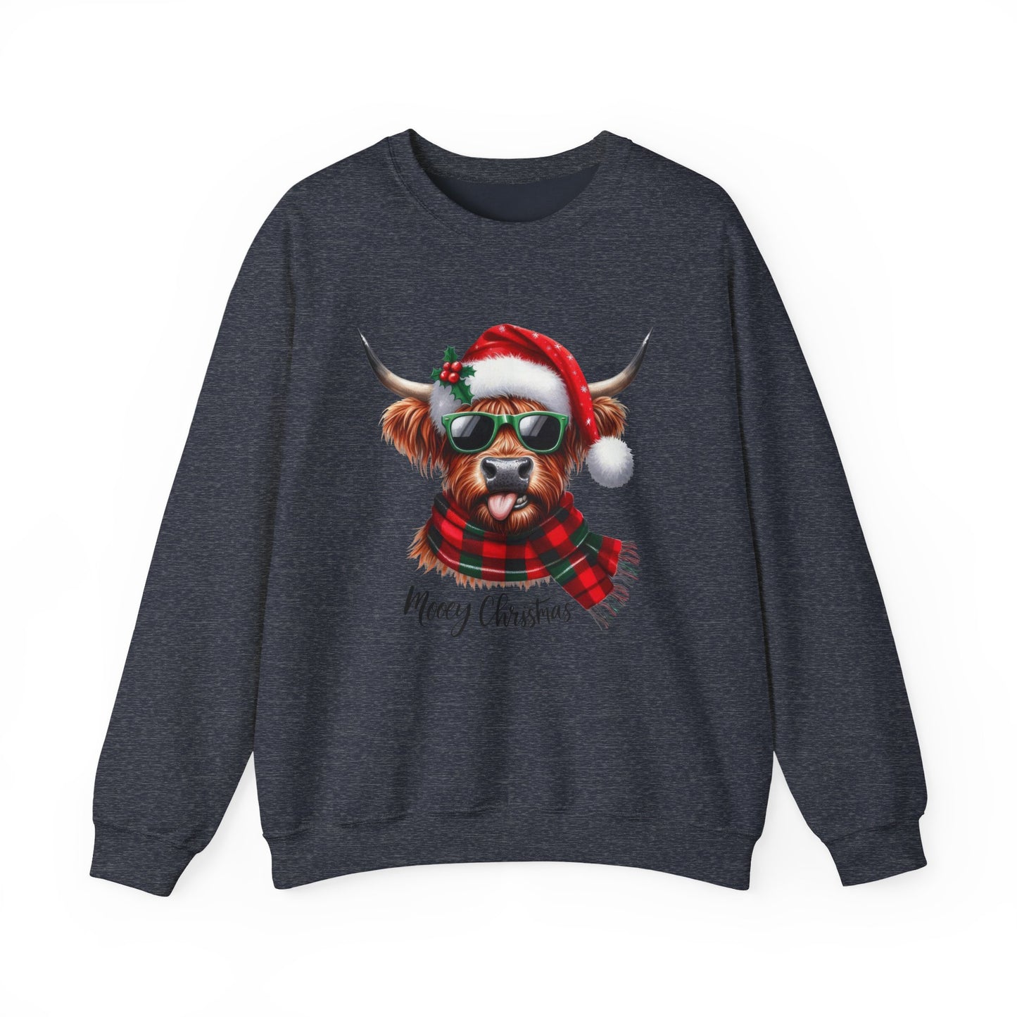 Christmas Highland Cow Sweatshirt – 'Mooey Christmas' Holiday Crewneck