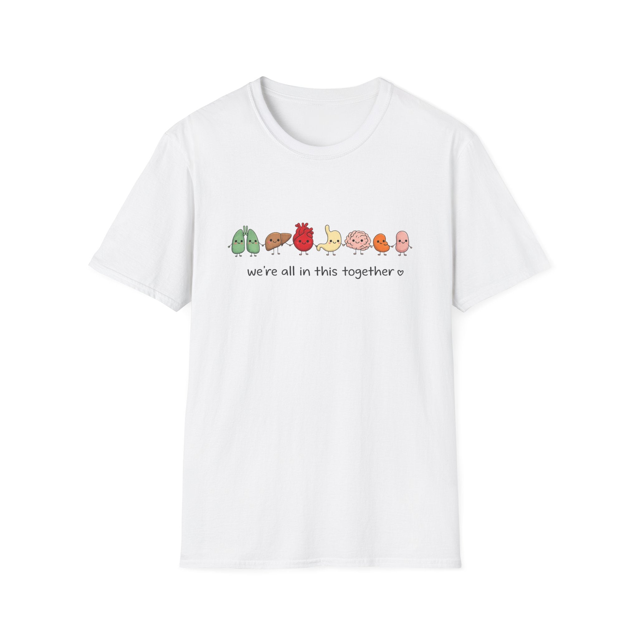 We're All in This Together Cute Organ Organs T-Shirt HEATHER COLORS
