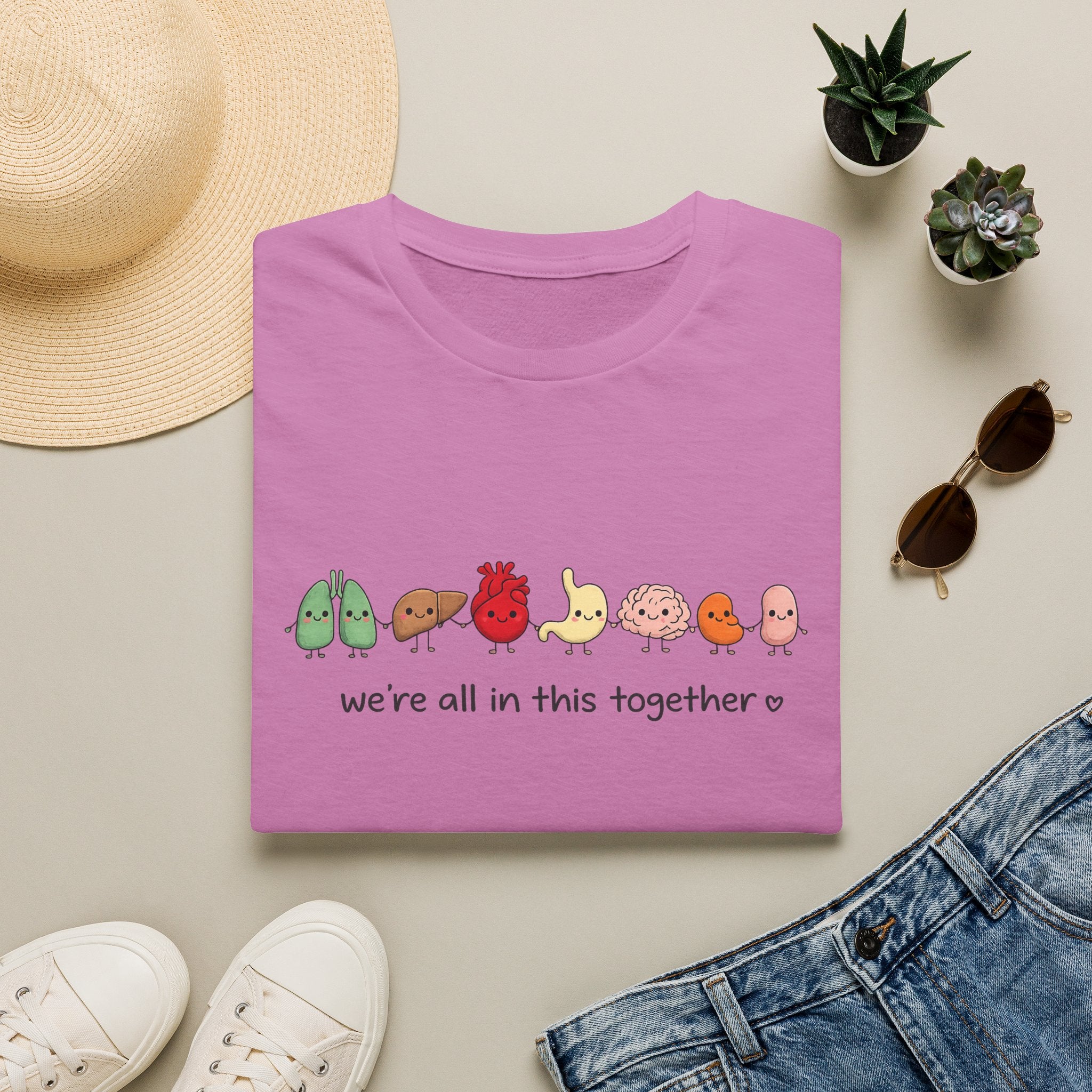 We're All in This Together Cute Organ Organs T-Shirt HEATHER COLORS