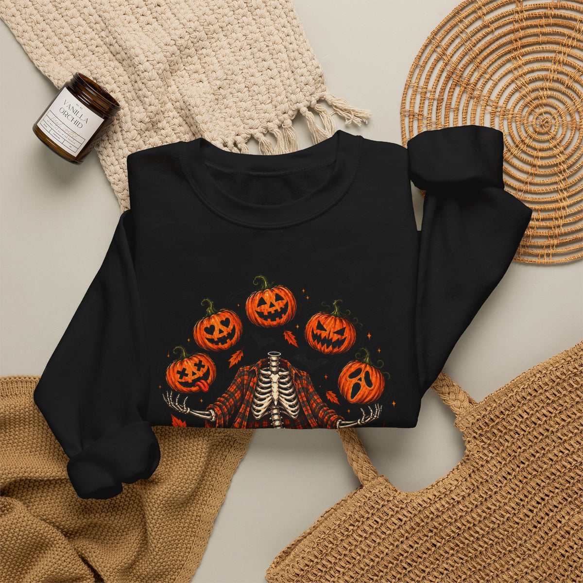 Headless Harvest – Juggling Pumpkins Halloween Sweatshirt 🎃💀