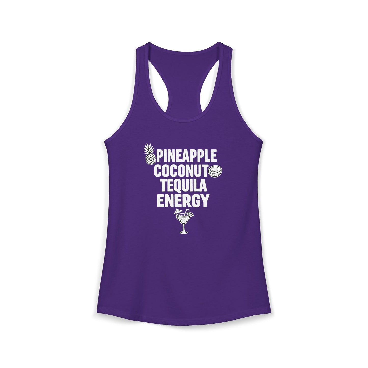 Pineapple Coconut Tequila Energy Racerback Tank — Women's Tropical Party Tank