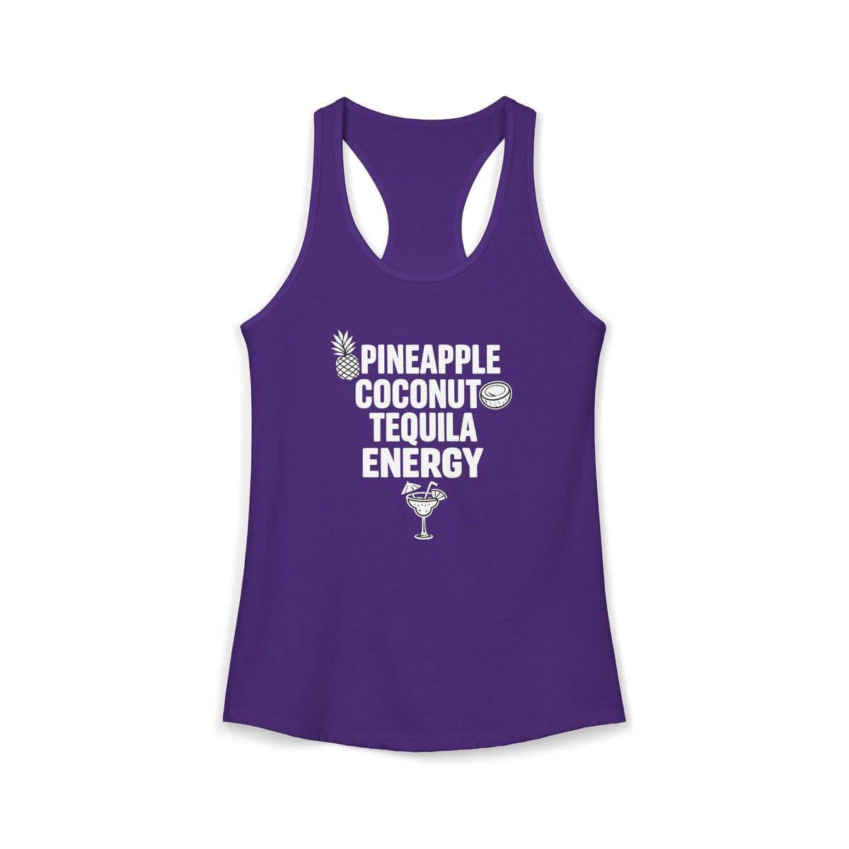 Pineapple Coconut Tequila Energy Racerback Tank — Women's Tropical Party Tank