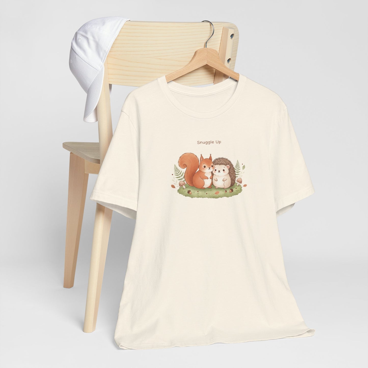 Cute Squirrel & Hedgehog Illustration Tee | cute animal illustration, winter forest art