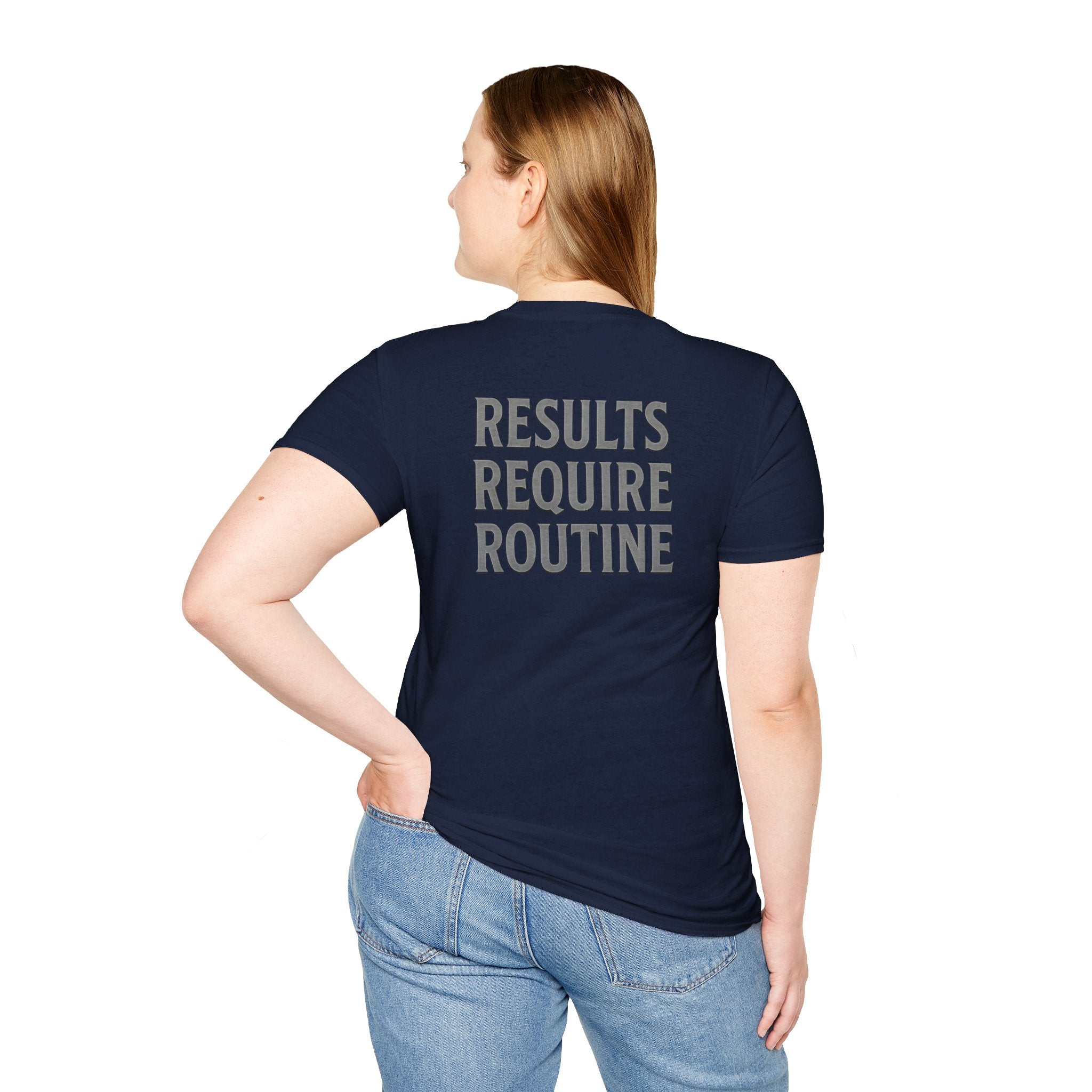 Results Require Routine T-Shirt — Motivational Gym & Fitness Tee