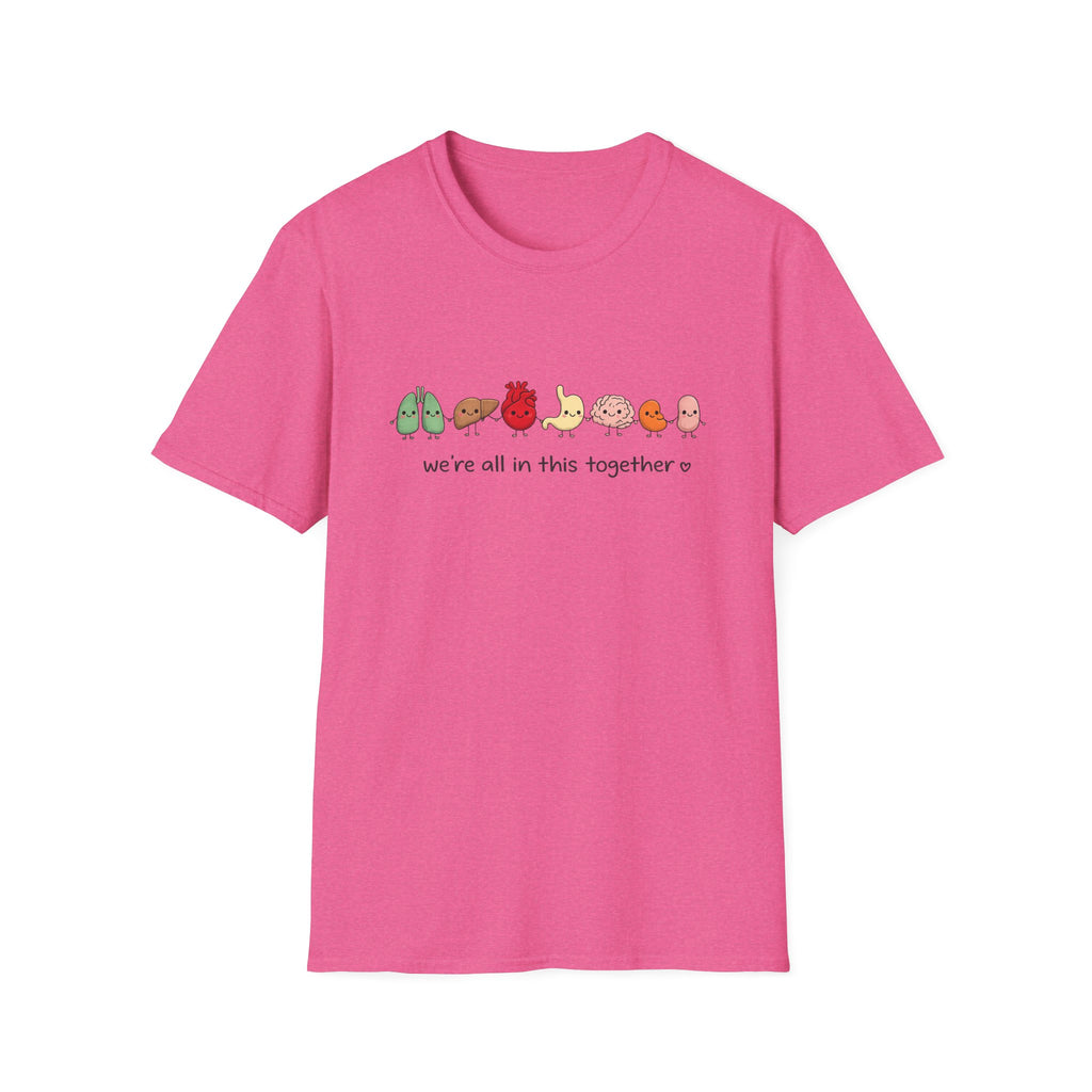 We're All in This Together Cute Organ Organs T-Shirt HEATHER COLORS