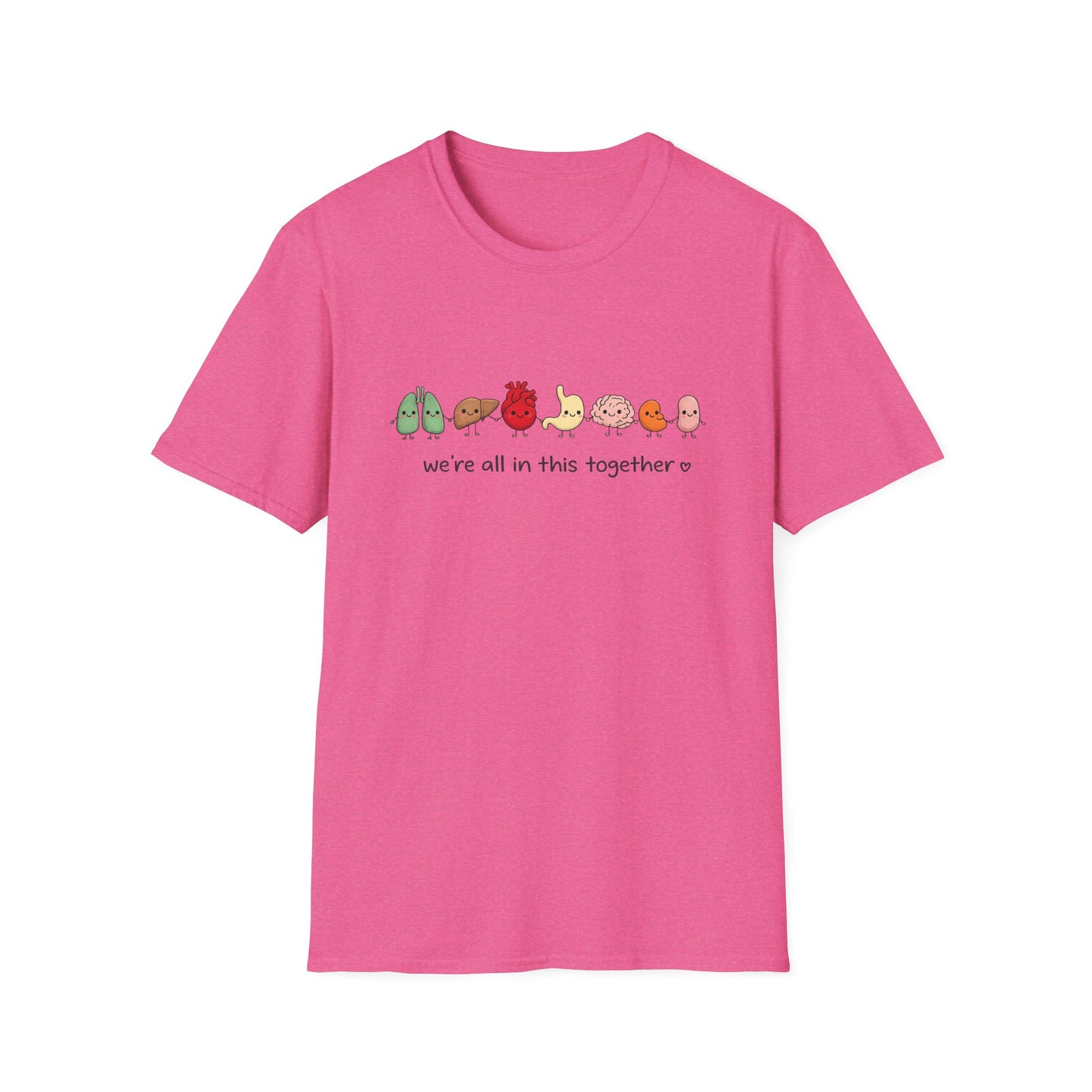 We're All in This Together Cute Organ Organs T-Shirt HEATHER COLORS