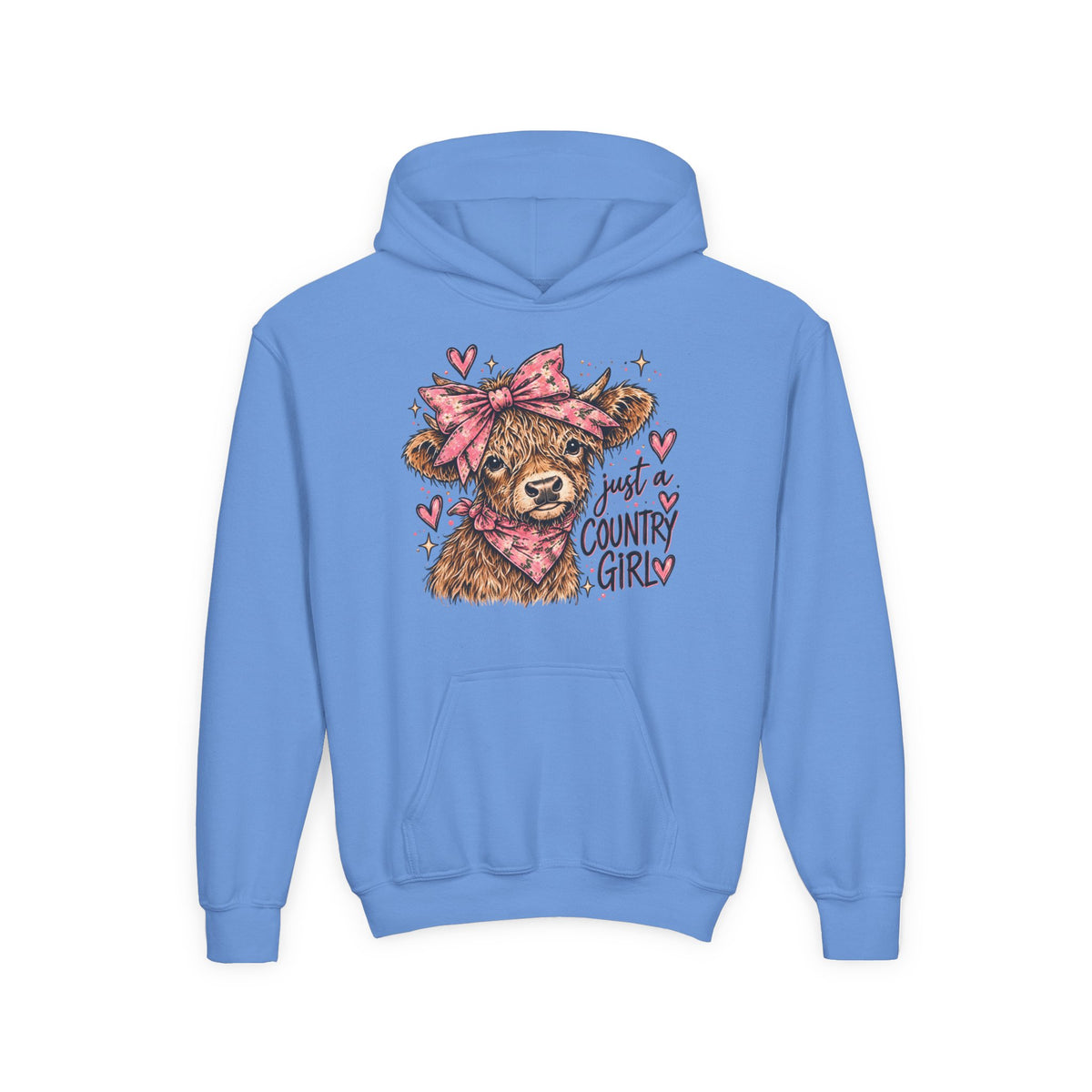 Just a Country Girl Highland Cow Kids Hoodie
