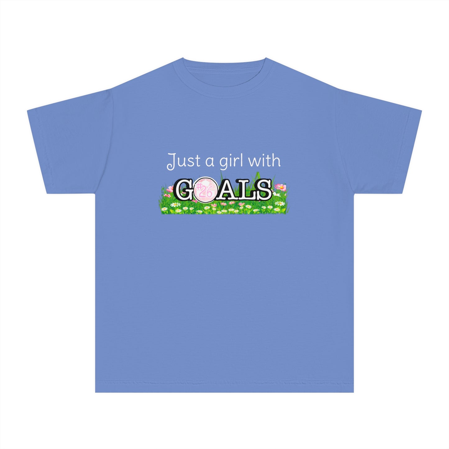Just a Girl with Goals Youth T-Shirt - Soccer-Themed Tee for Young Athletes