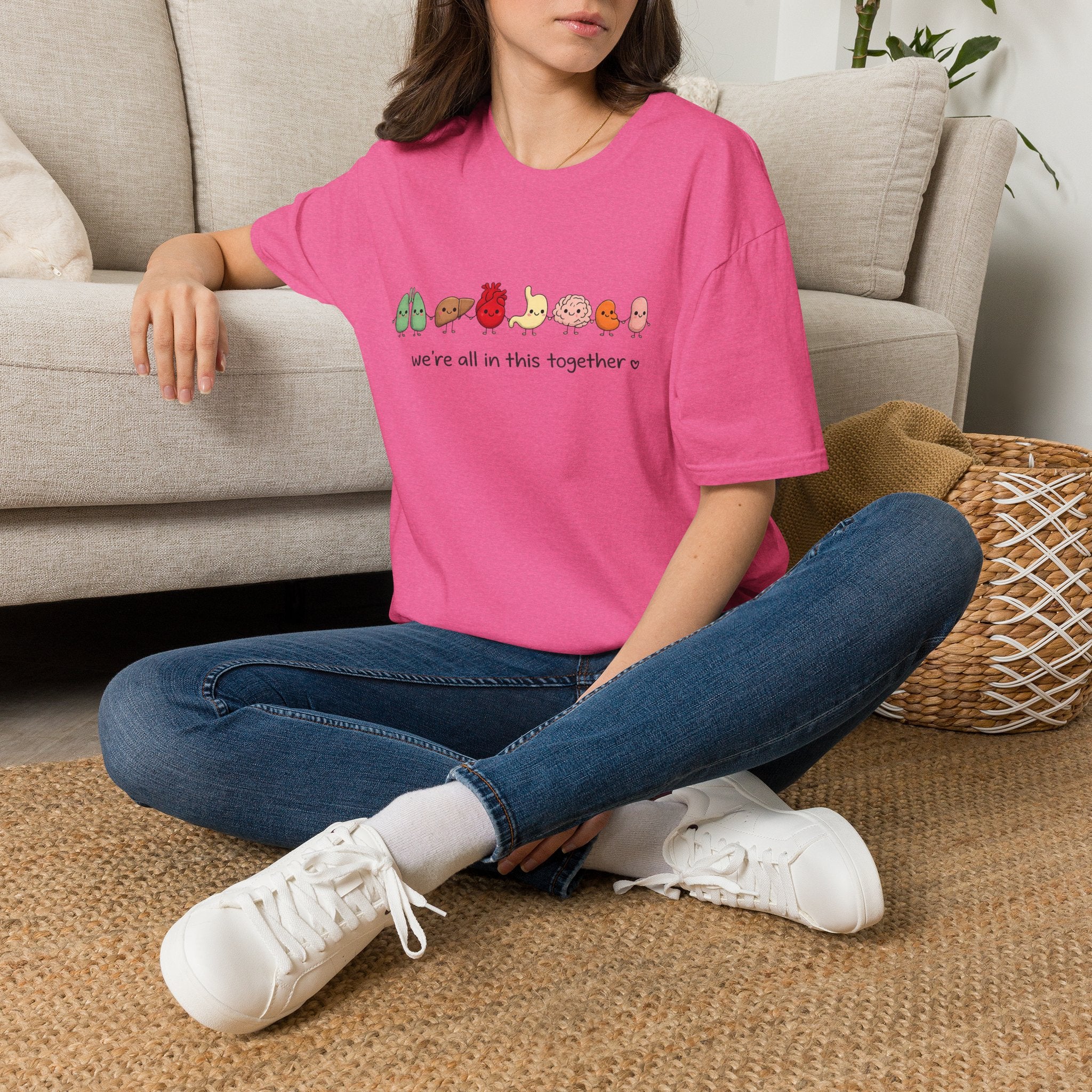 We're All in This Together Cute Organ Organs T-Shirt HEATHER COLORS