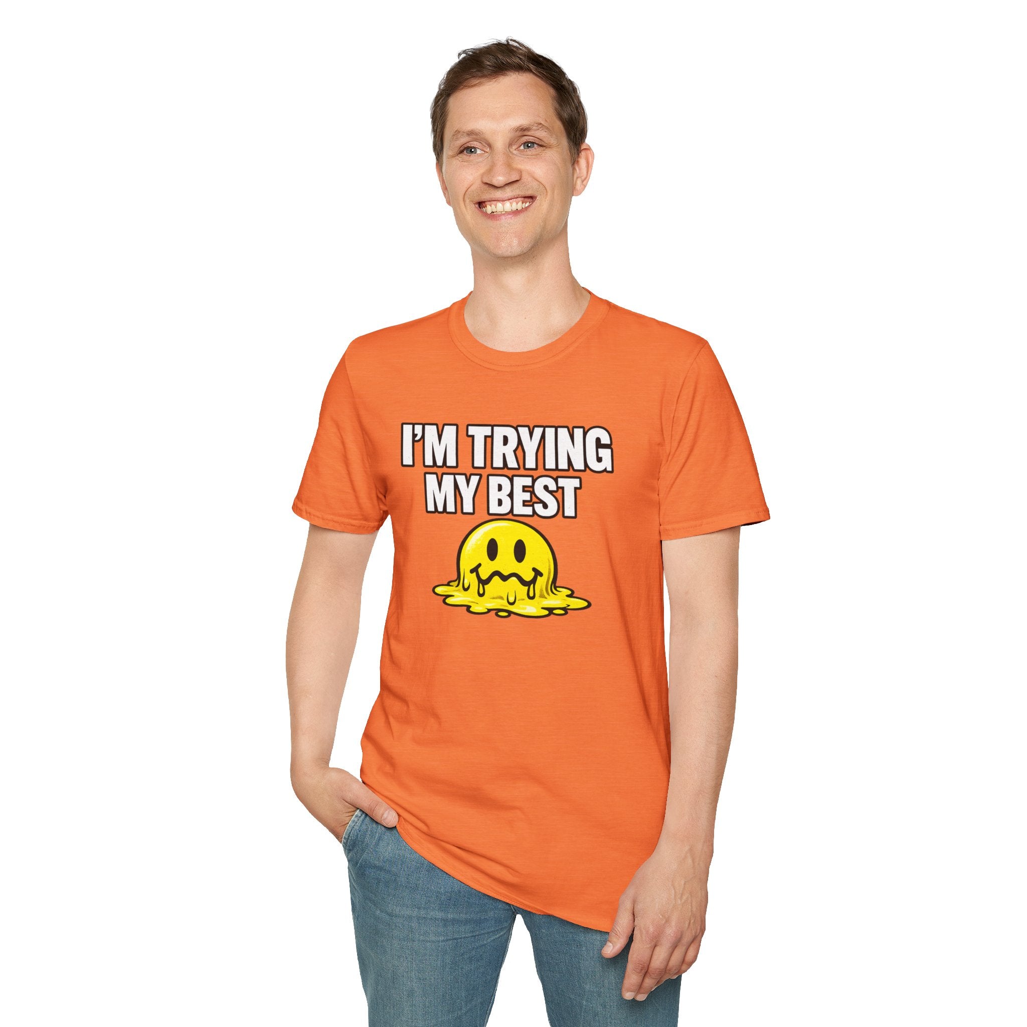 I’m Trying My Best T‑Shirt — Cute Melting Emoji Graphic Tee