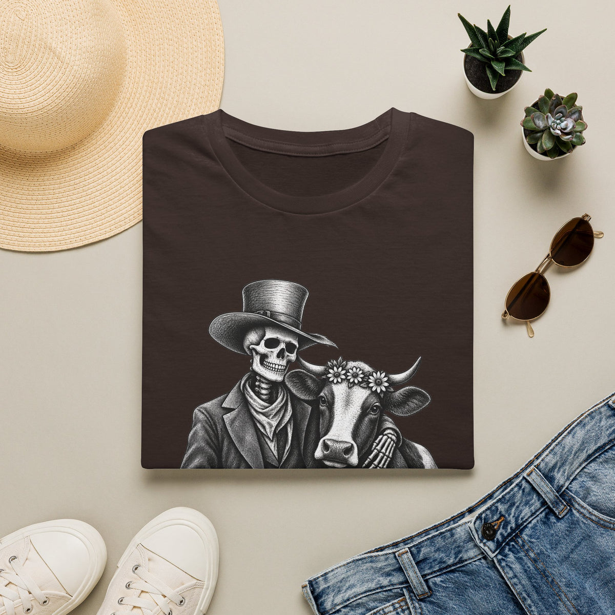 Til Death Do Us Farm – Skeleton & Cow Funny Farm Tee 💀🐄