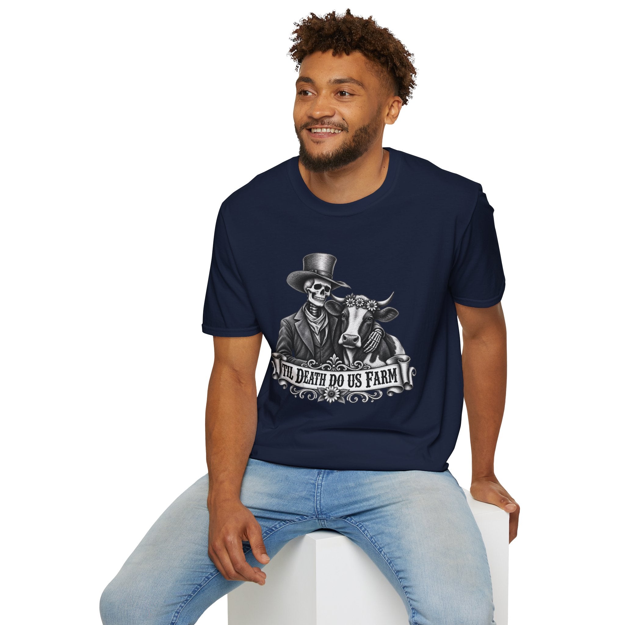 Til Death Do Us Farm – Skeleton & Cow Funny Farm Tee 💀🐄