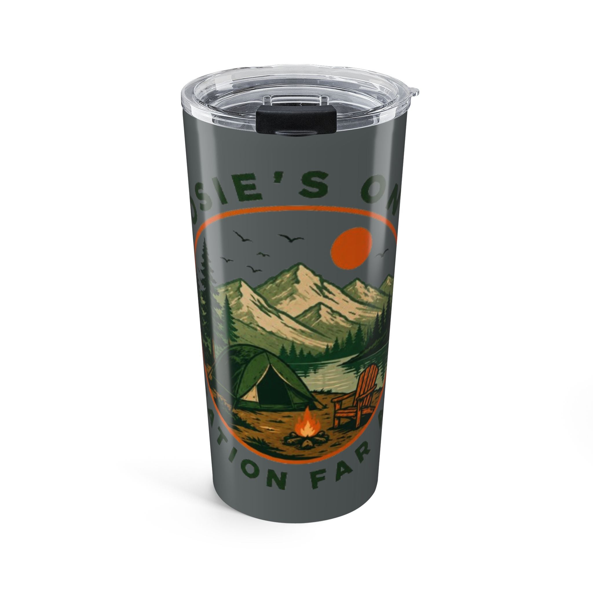 20oz Camping Tumbler - Mountain Campfire Adventure Travel Mug