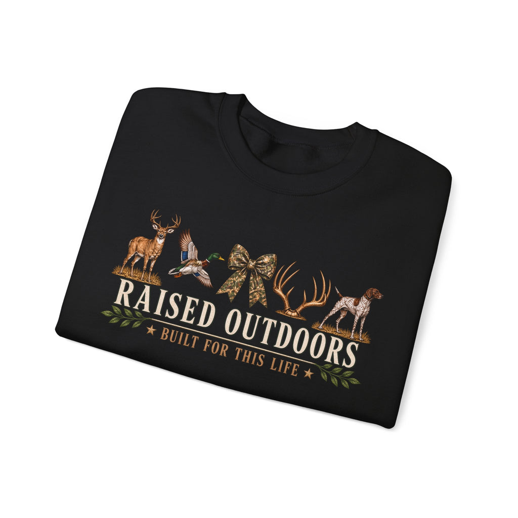 Raised Outdoors Crewneck Sweatshirt — Hunting & Nature Lovers Graphic
