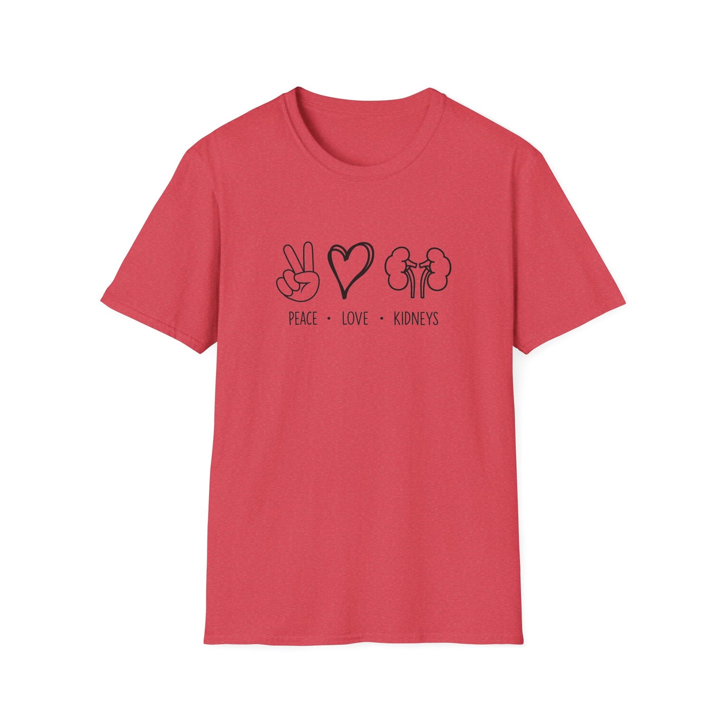 Peace Love Kidneys T-Shirt — Funny Kidney Transplant / Nephrology Gift