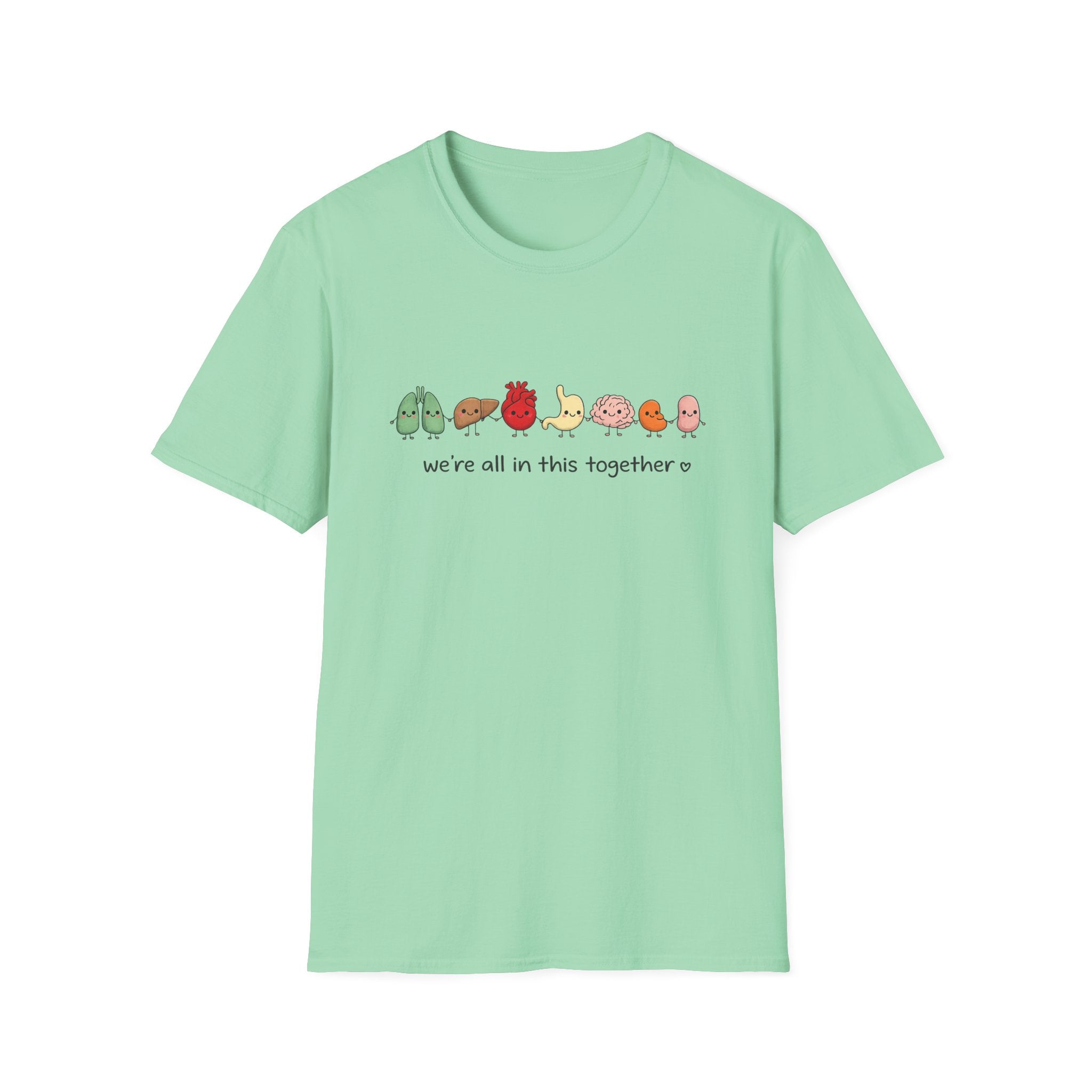 We're All in This Together Cute Organ Organs T-Shirt HEATHER COLORS