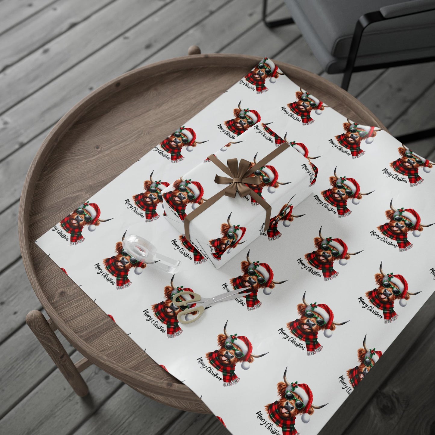 Mooey Christmas Highland Cow Wrapping Paper