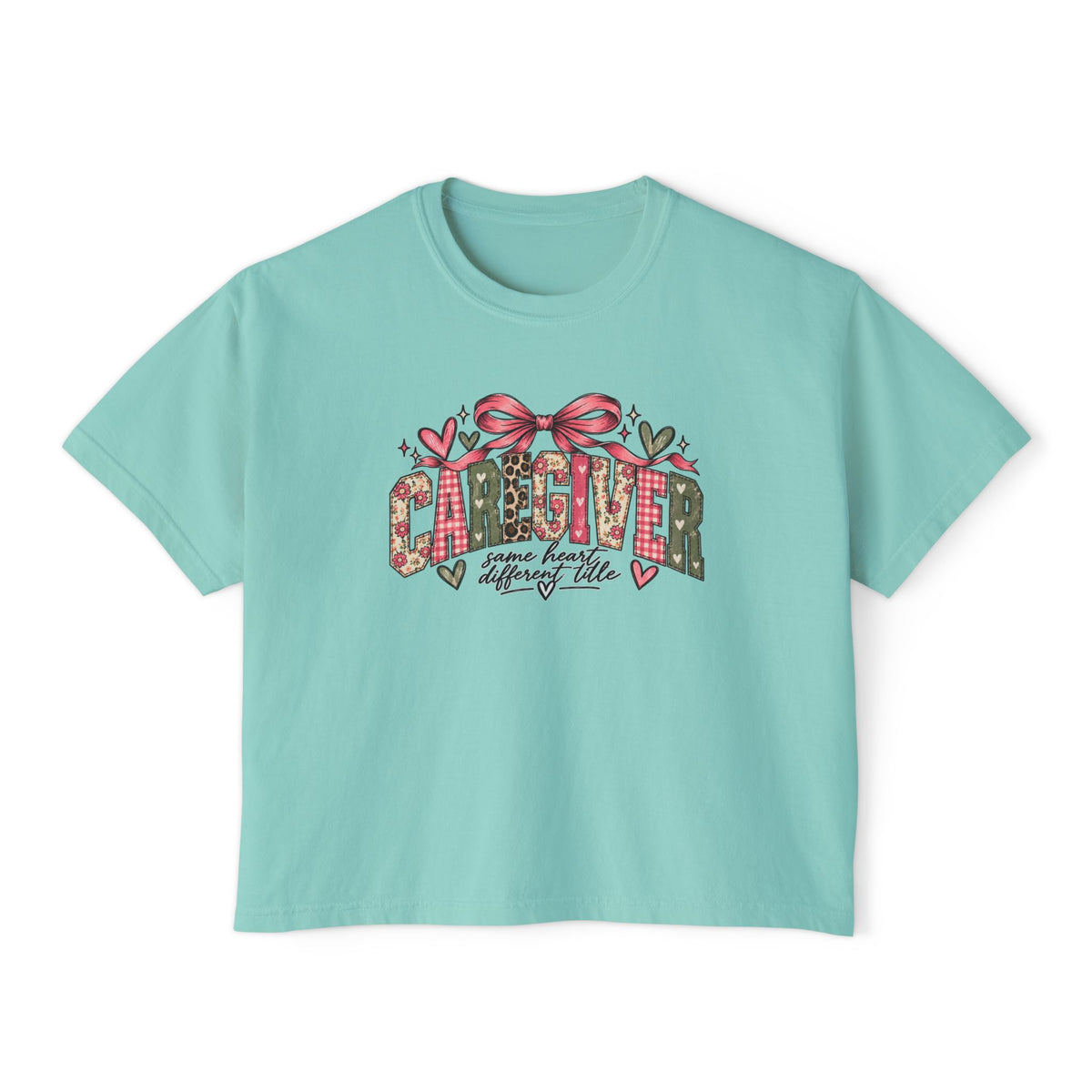 Caregiver — Same Heart, Different Title | Comfort Colors Boxy Tee