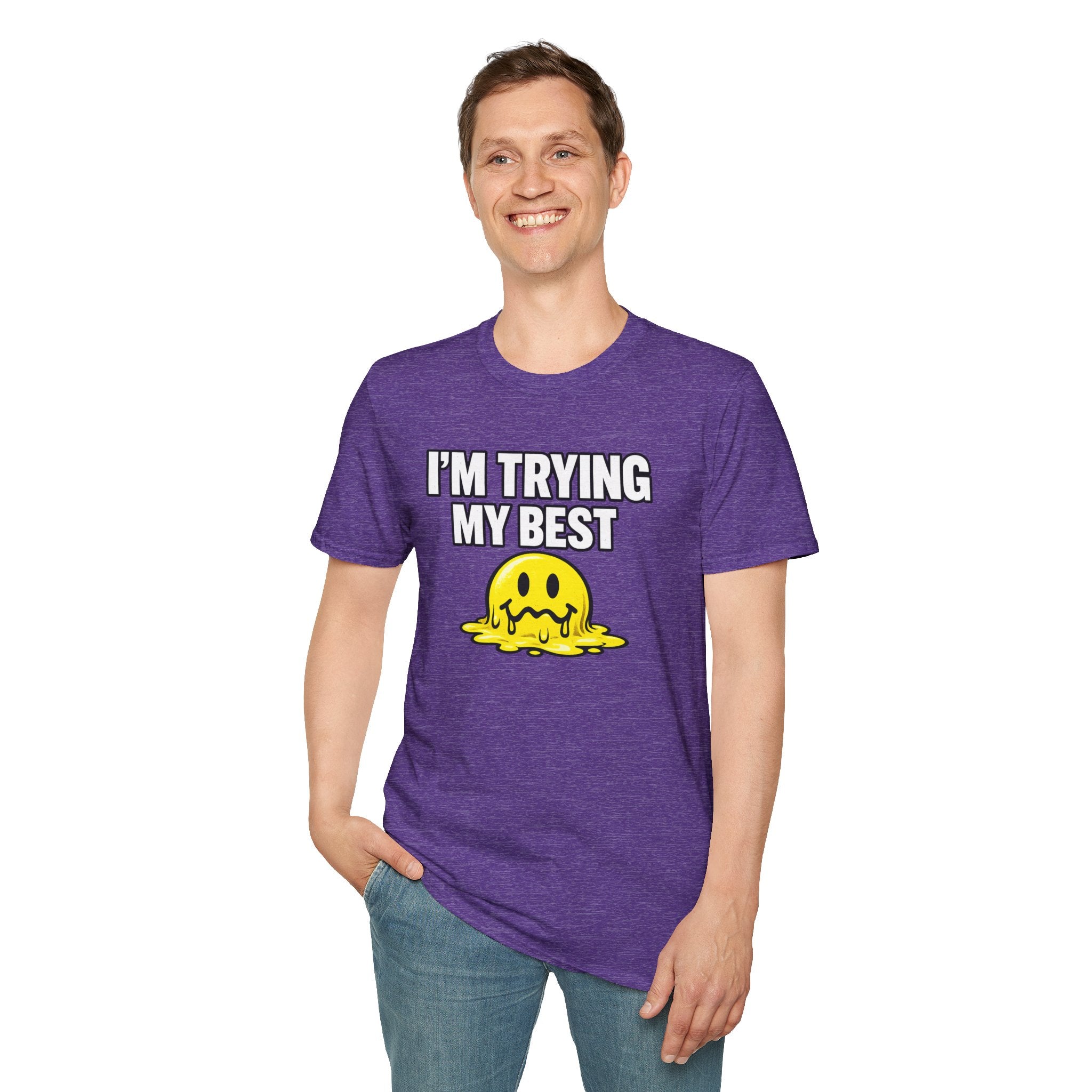 I’m Trying My Best T‑Shirt — Cute Melting Emoji Graphic Tee