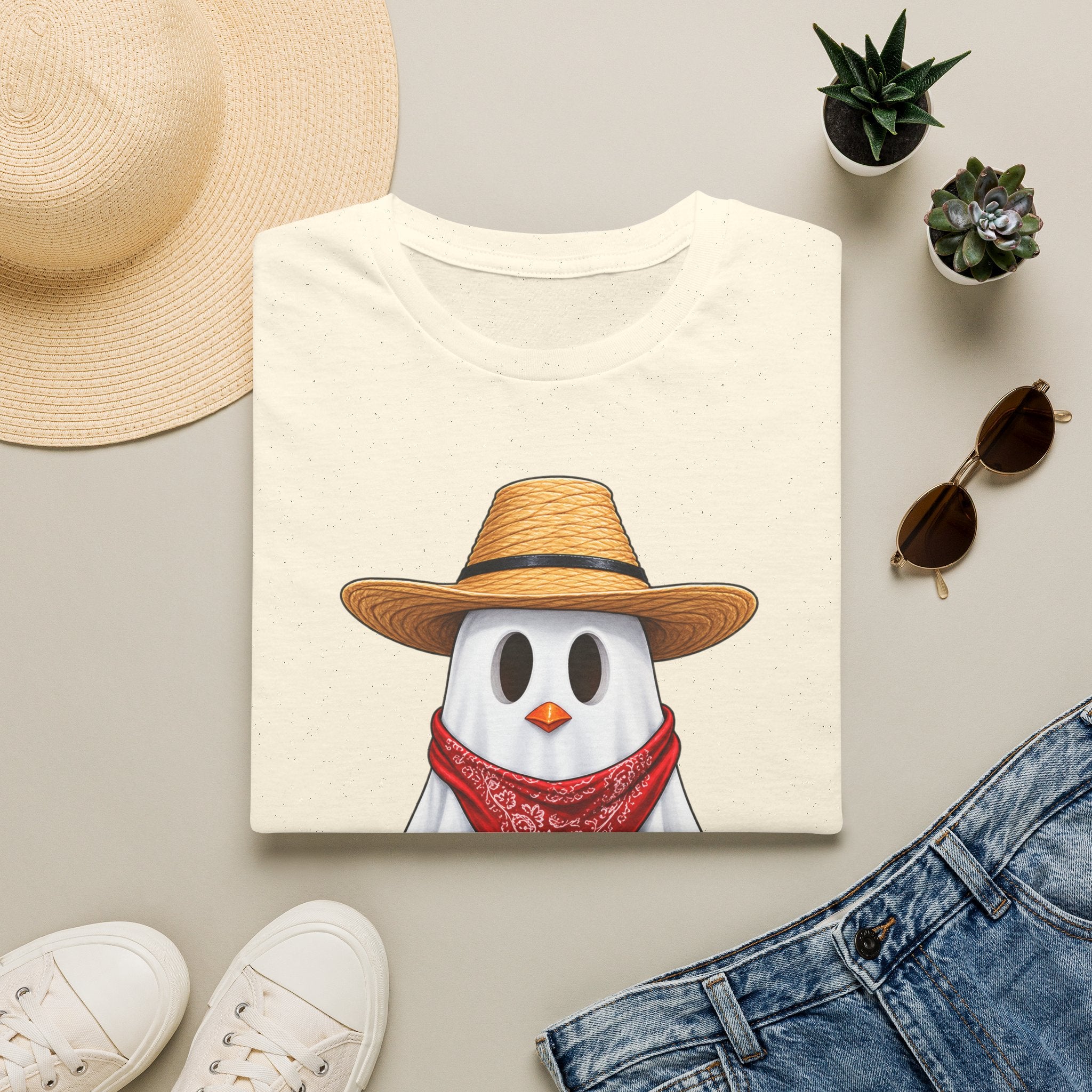 Ghost Chicken Cowboy Halloween Tee 👻🐔