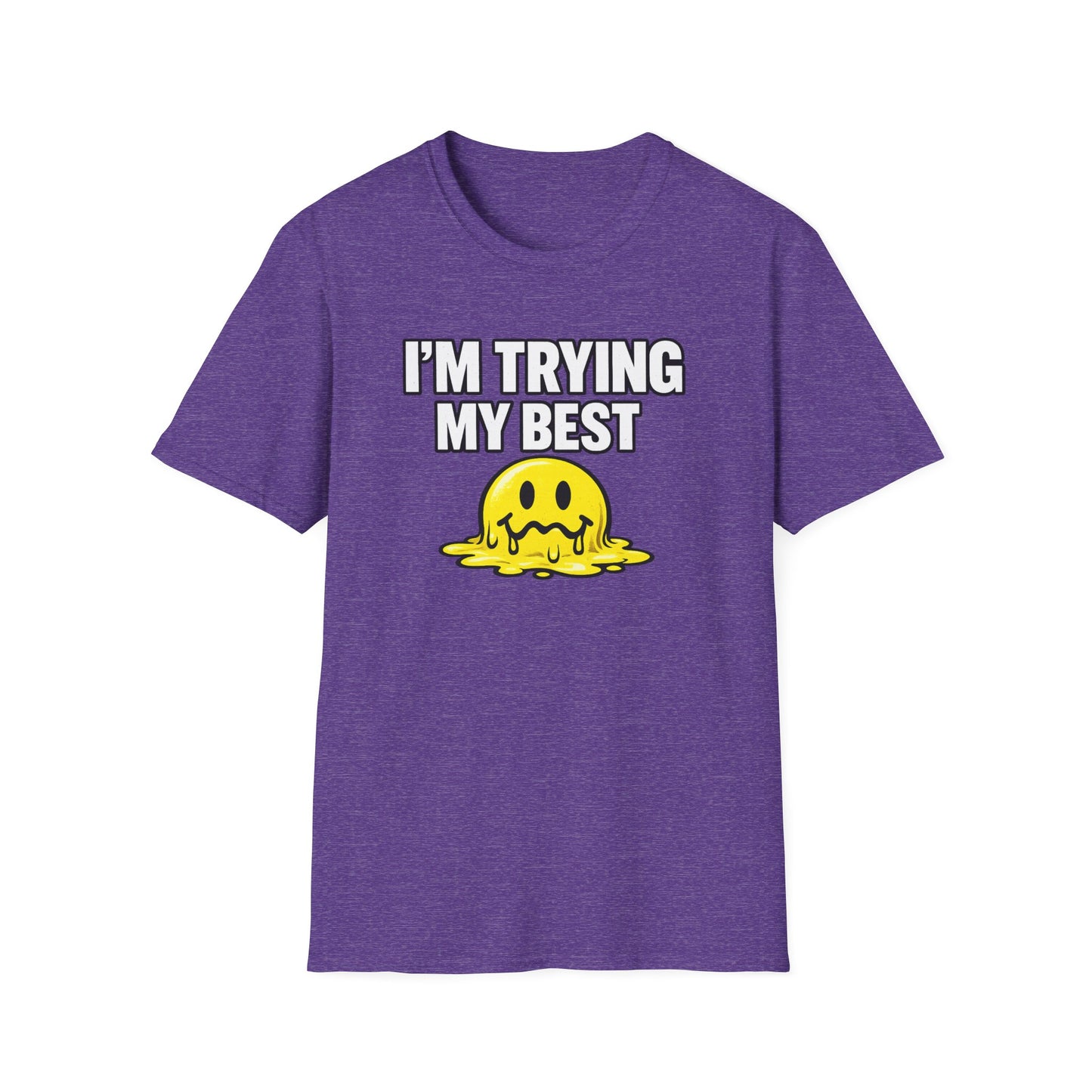 I’m Trying My Best T‑Shirt — Cute Melting Emoji Graphic Tee