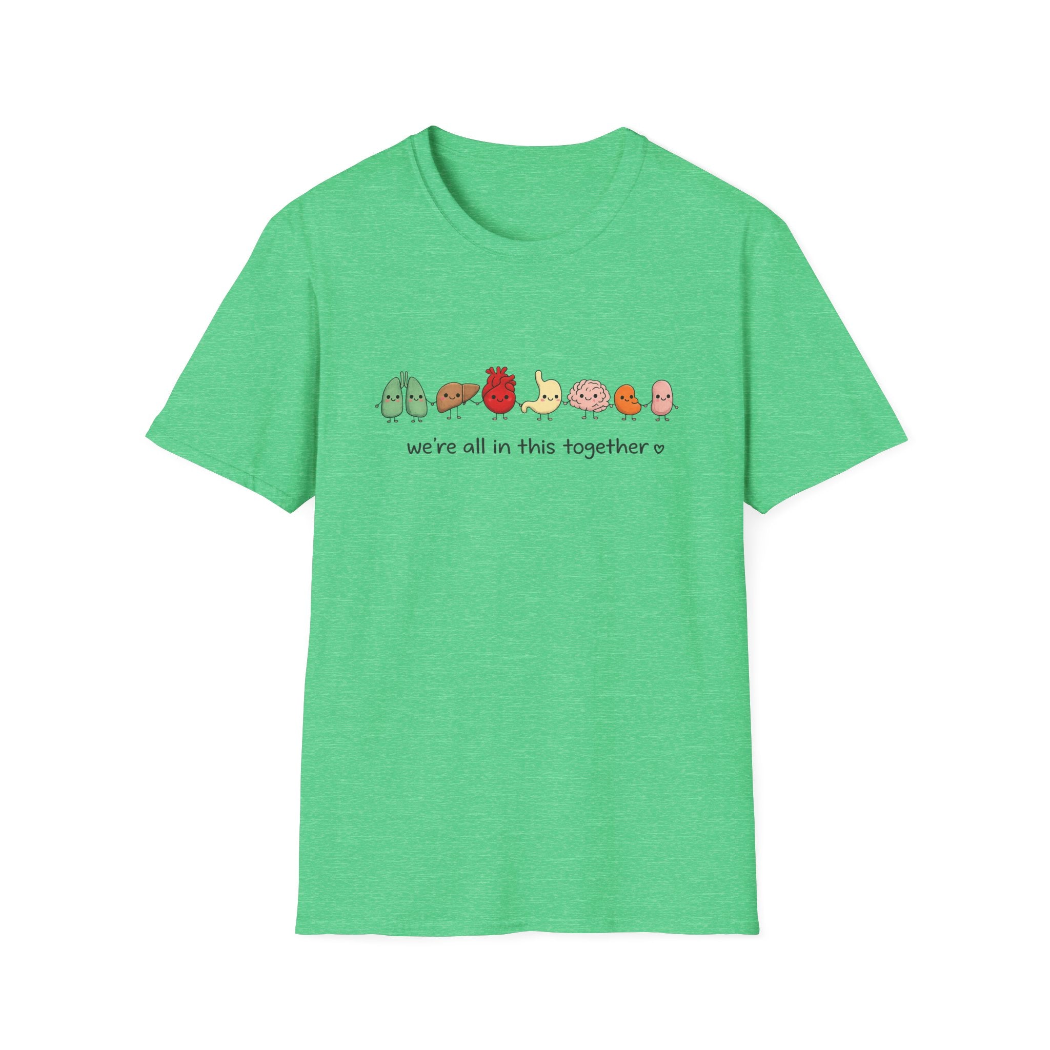 We're All in This Together Cute Organ Organs T-Shirt HEATHER COLORS