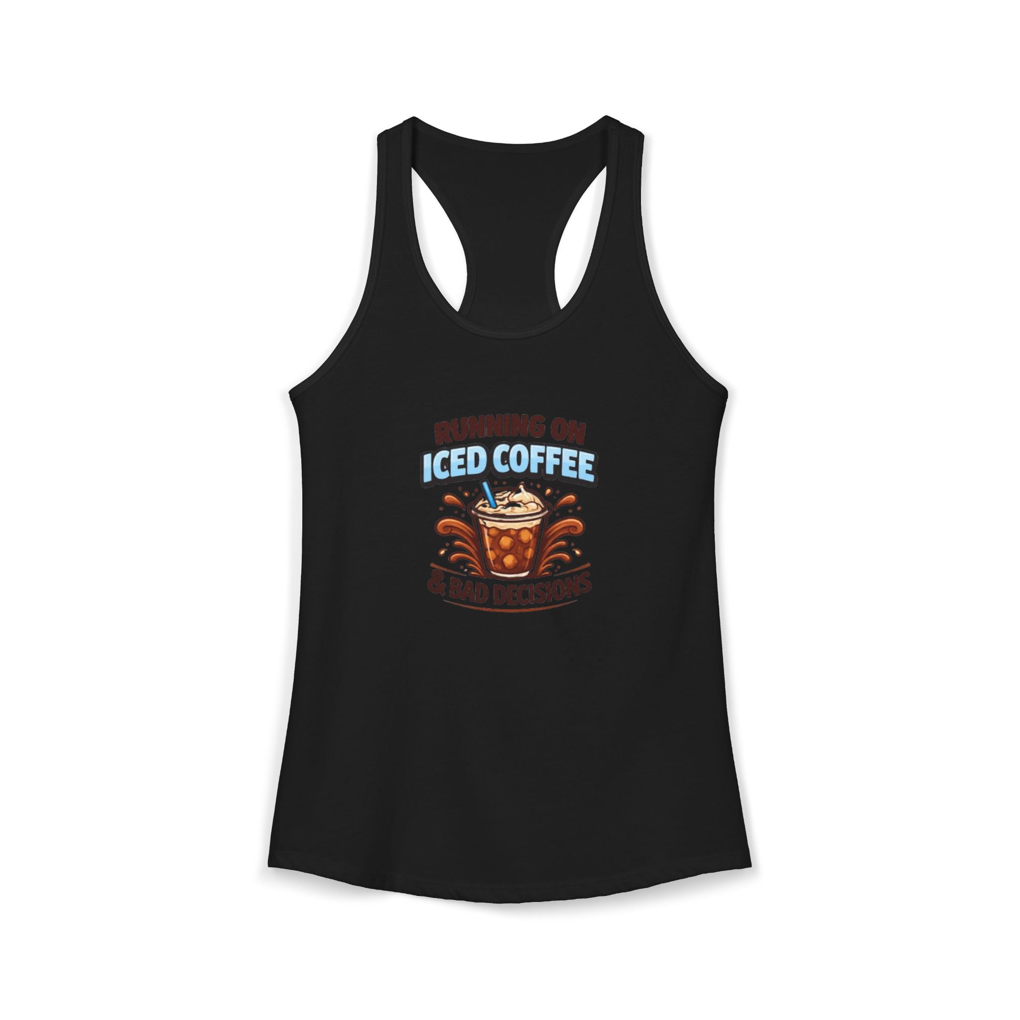 Running on Iced Coffee and Bad Decisions Racerback Tank — Funny Women's Workout Tank