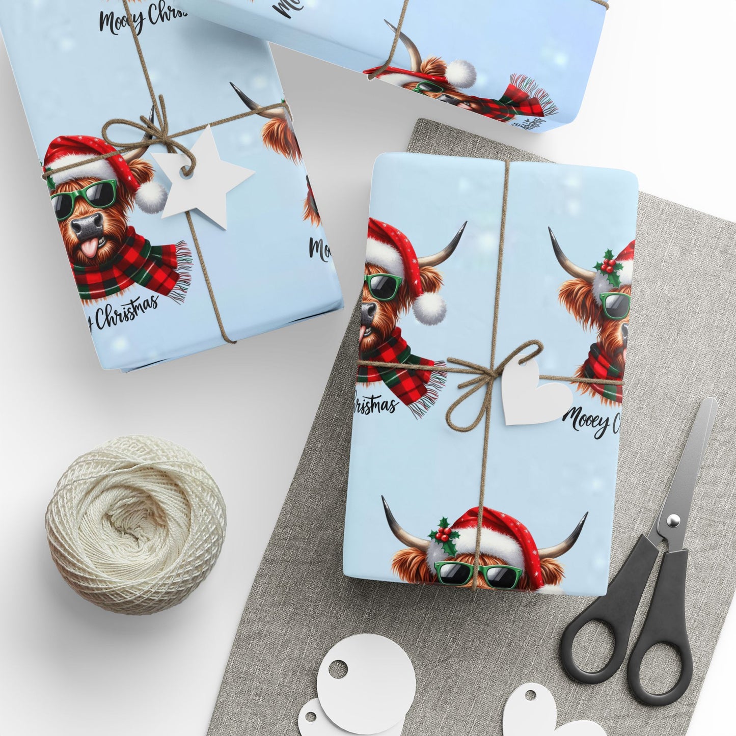 Mooey Christmas Highland Cow Wrapping Paper