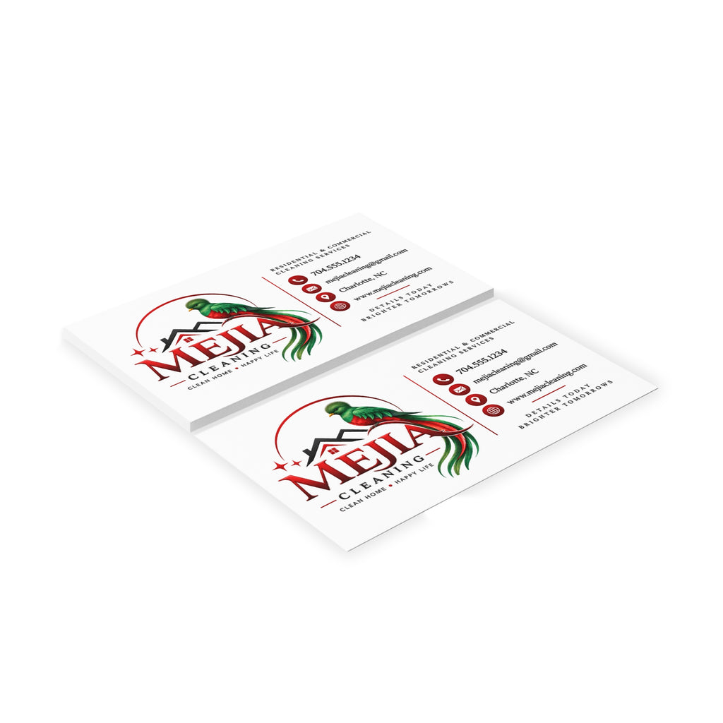 Business Cards — Mejia Cleaning Branded Parrot Logo Card