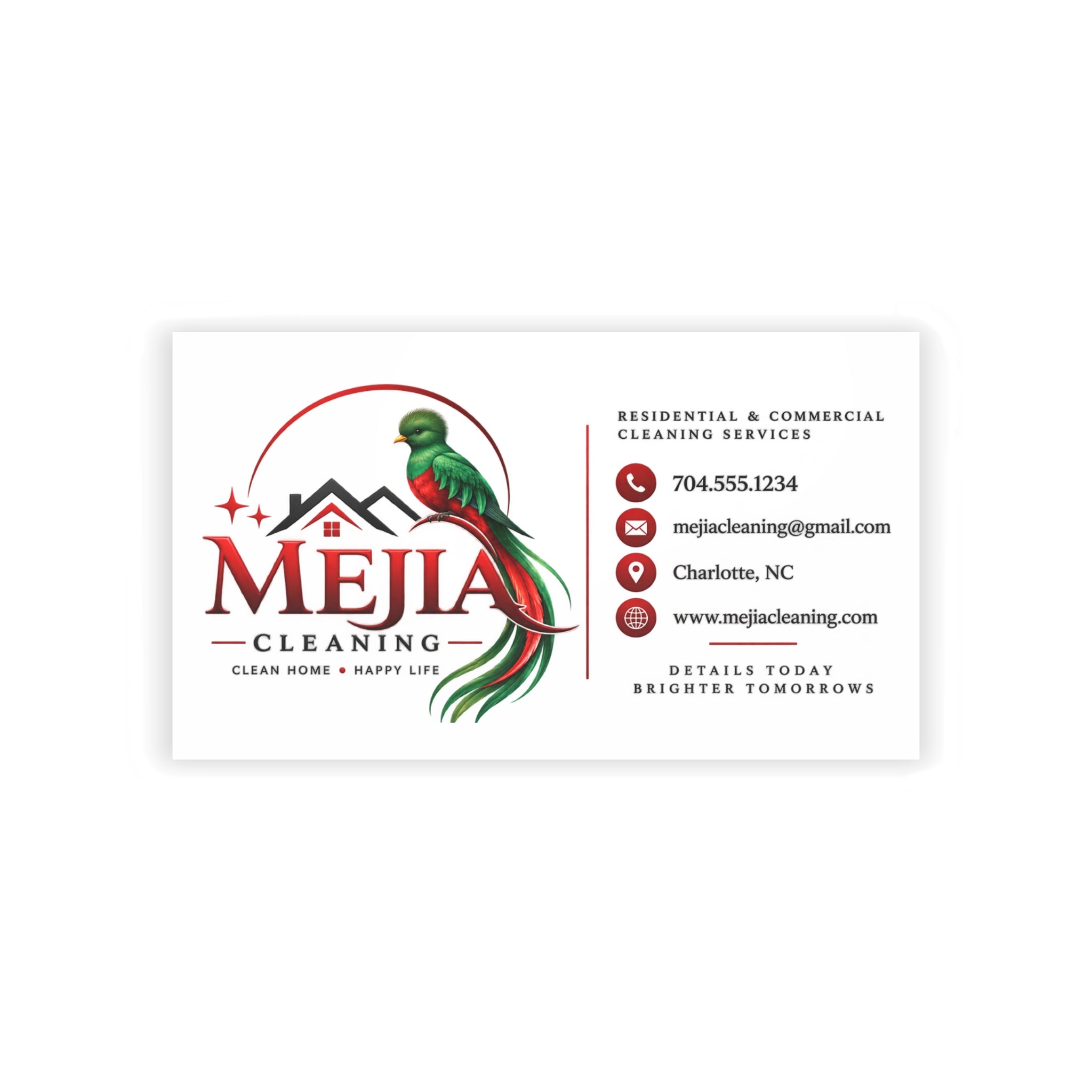 Business Cards — Mejia Cleaning Branded Parrot Logo Card