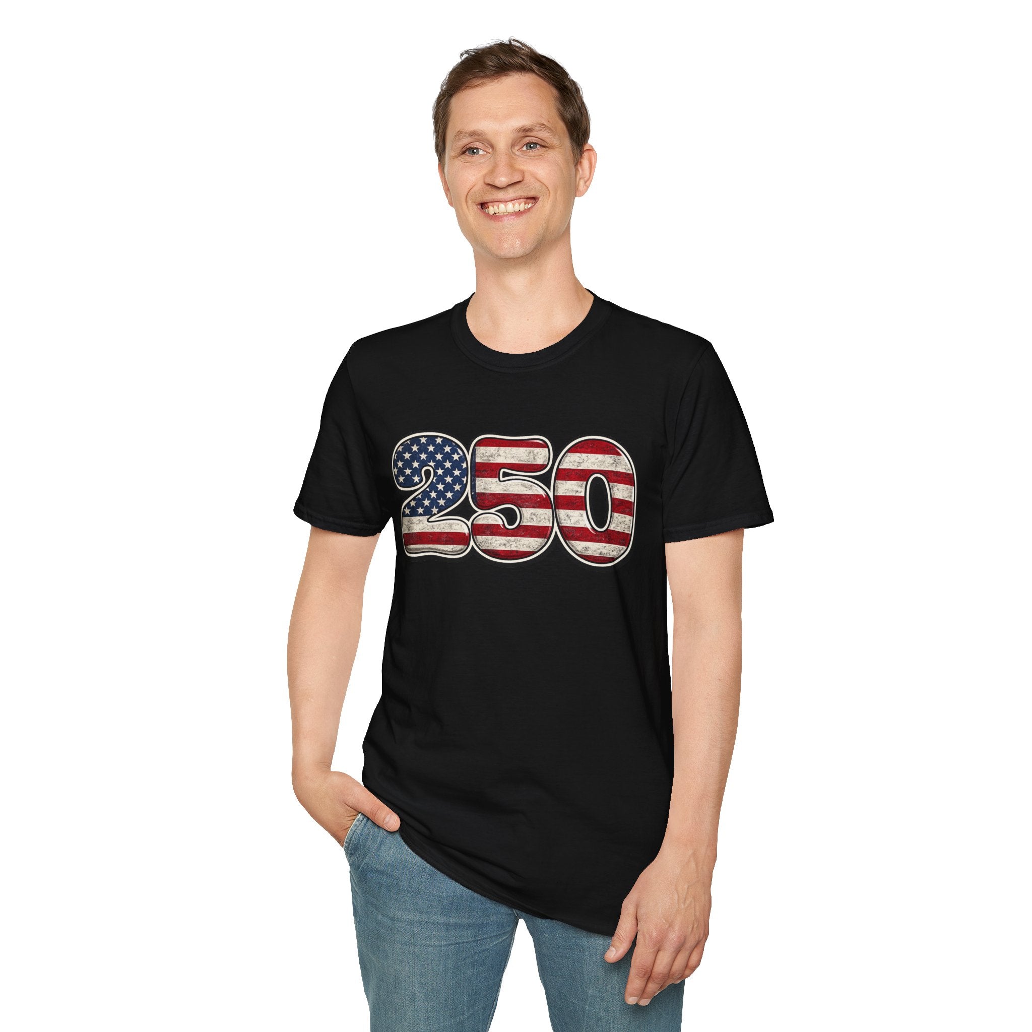 250 USA Flag T-Shirt — Patriotic Number Graphic Tee